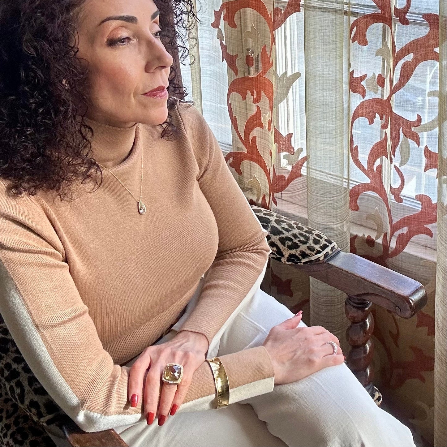 Vintage David Yurman Albion Collection Citrine & Diamond Ring 18k Yellow Gold