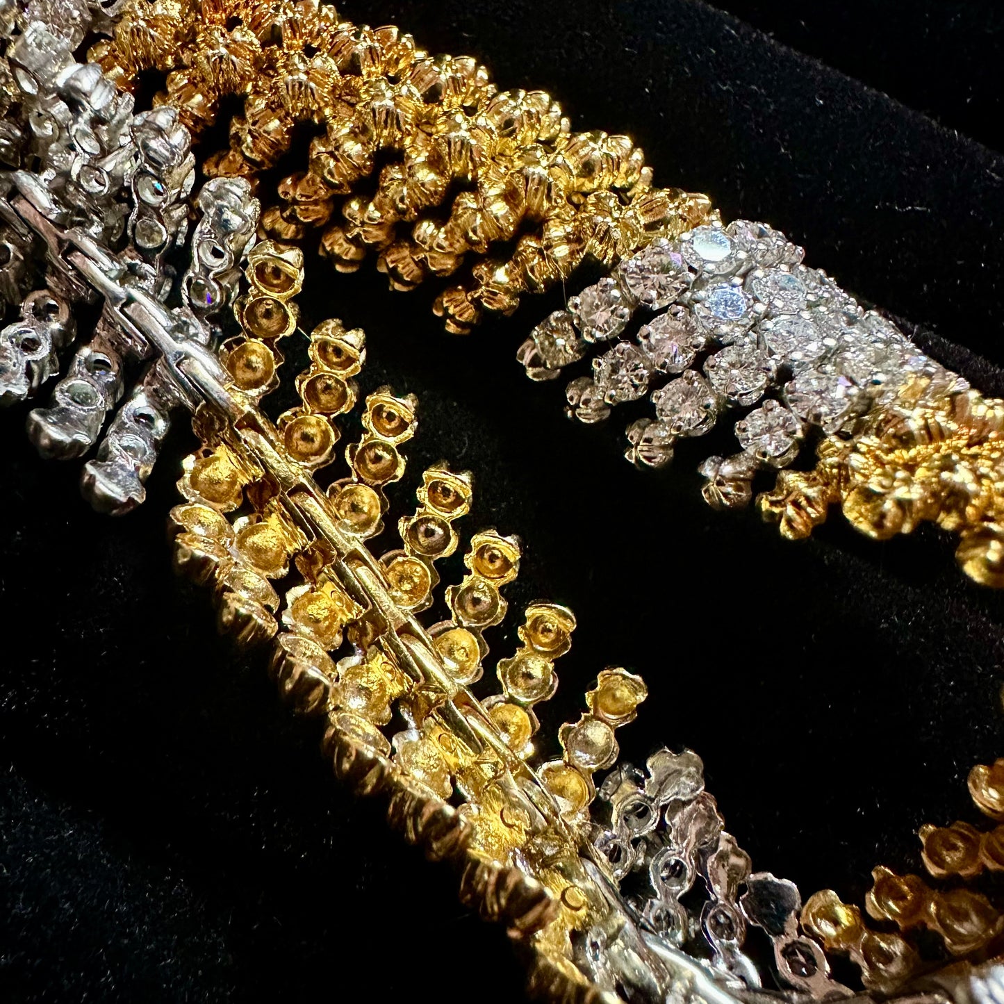 Vintage Flexible Spiral Diamond Link Bracelet 18k Yellow Gold 8"