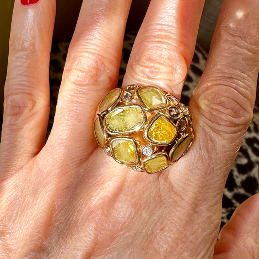 Organic Natural Diamond Ring 18k