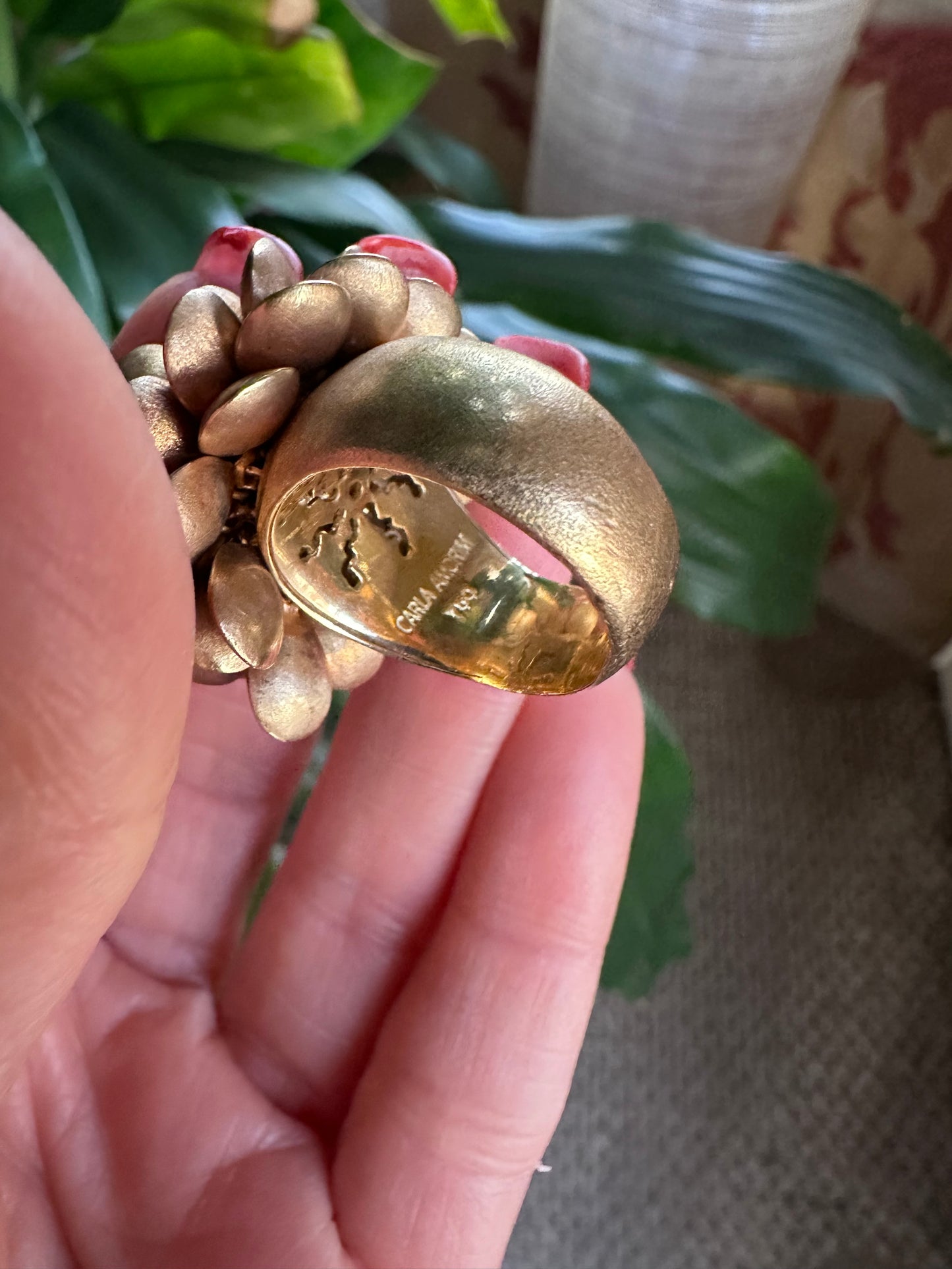 Designer Carla Amorim Movable Floral Petal Ring 18k