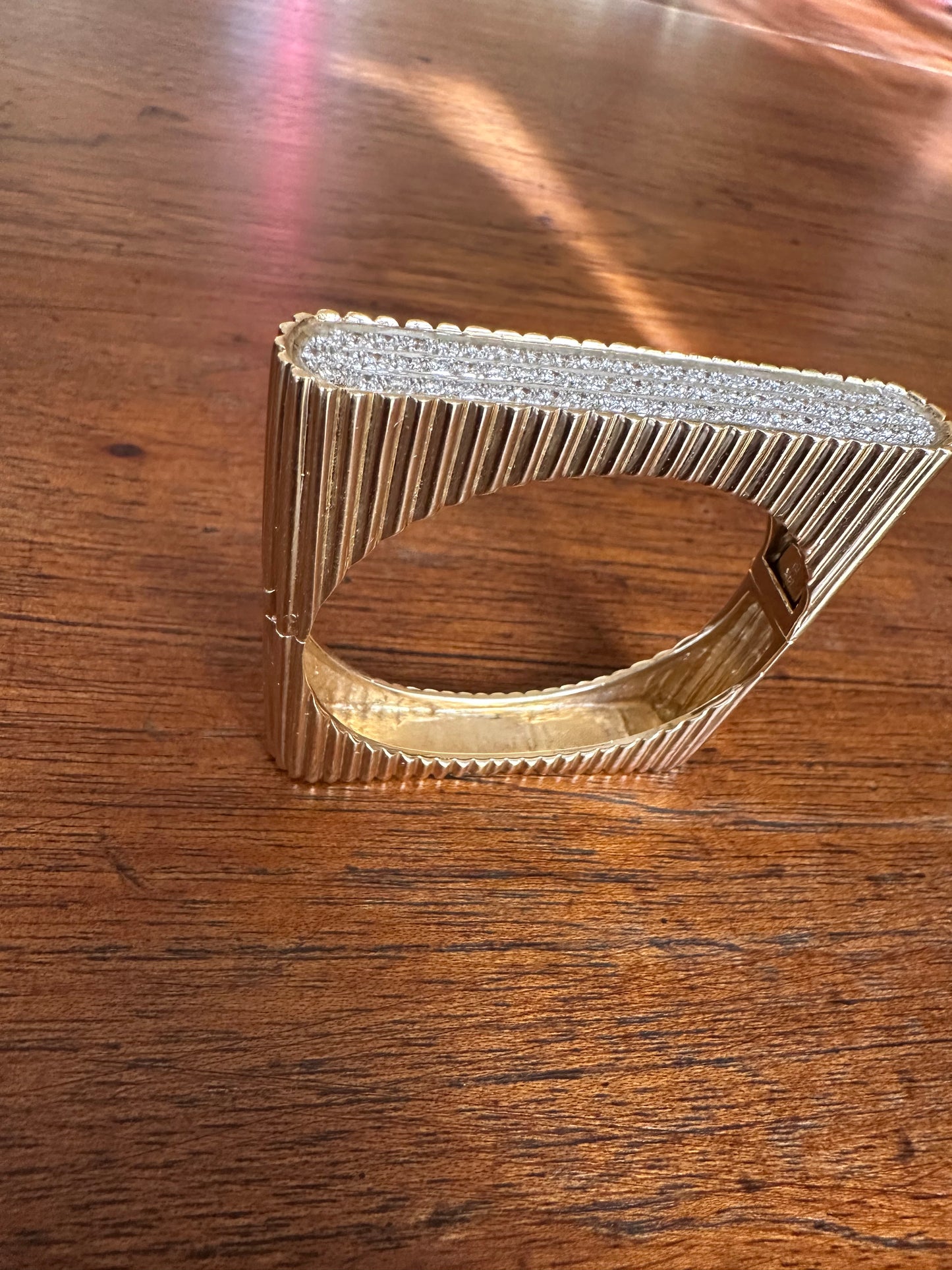 HB Hammerman Brothers Fluted Design Pave Diamond Bangle 14k