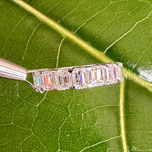 GIA-Certified Emerald-Cut Diamond Eternity Ring | 6.98ct | D-F VVS1-VS2 | 18k White Gold | Size 6.5