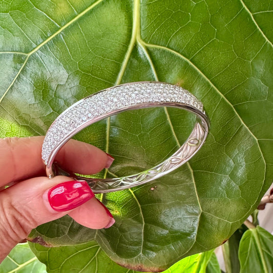 Diamond Pavé Bangle Bracelet – 4.67ct G-H SI 18k White Gold