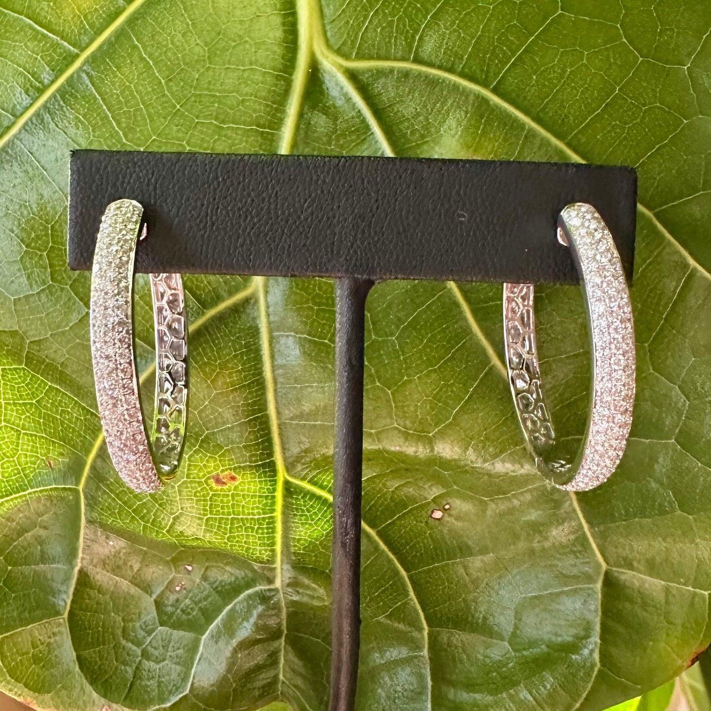 Diamond Pavé Hoop Earrings – 1.75ct G-H SI 18k White Gold