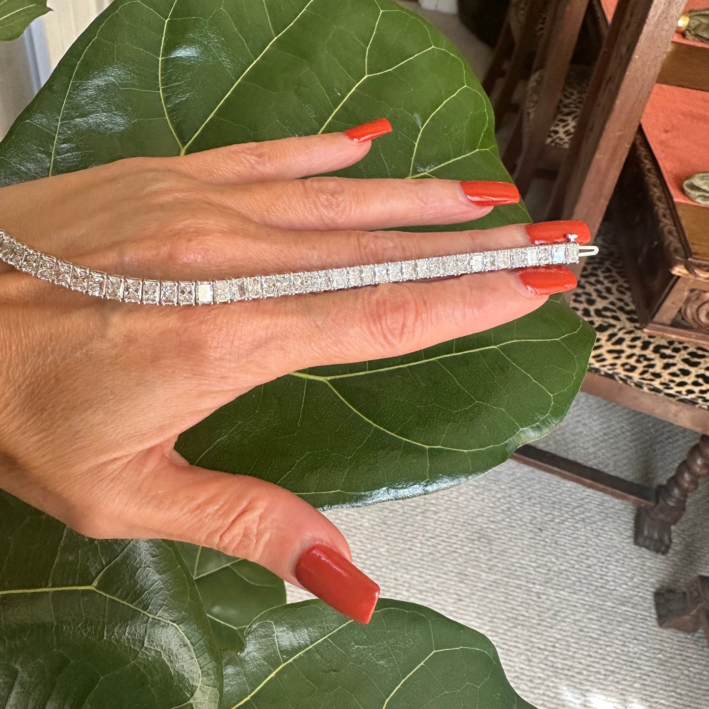 Radiant Cut Diamond Tennis Bracelet | 15.66 TCW | 48 Stones | 18k White Gold | 7"