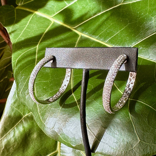 Diamond Pavé Hoop Earrings – 1.75ct G-H SI 18k White Gold