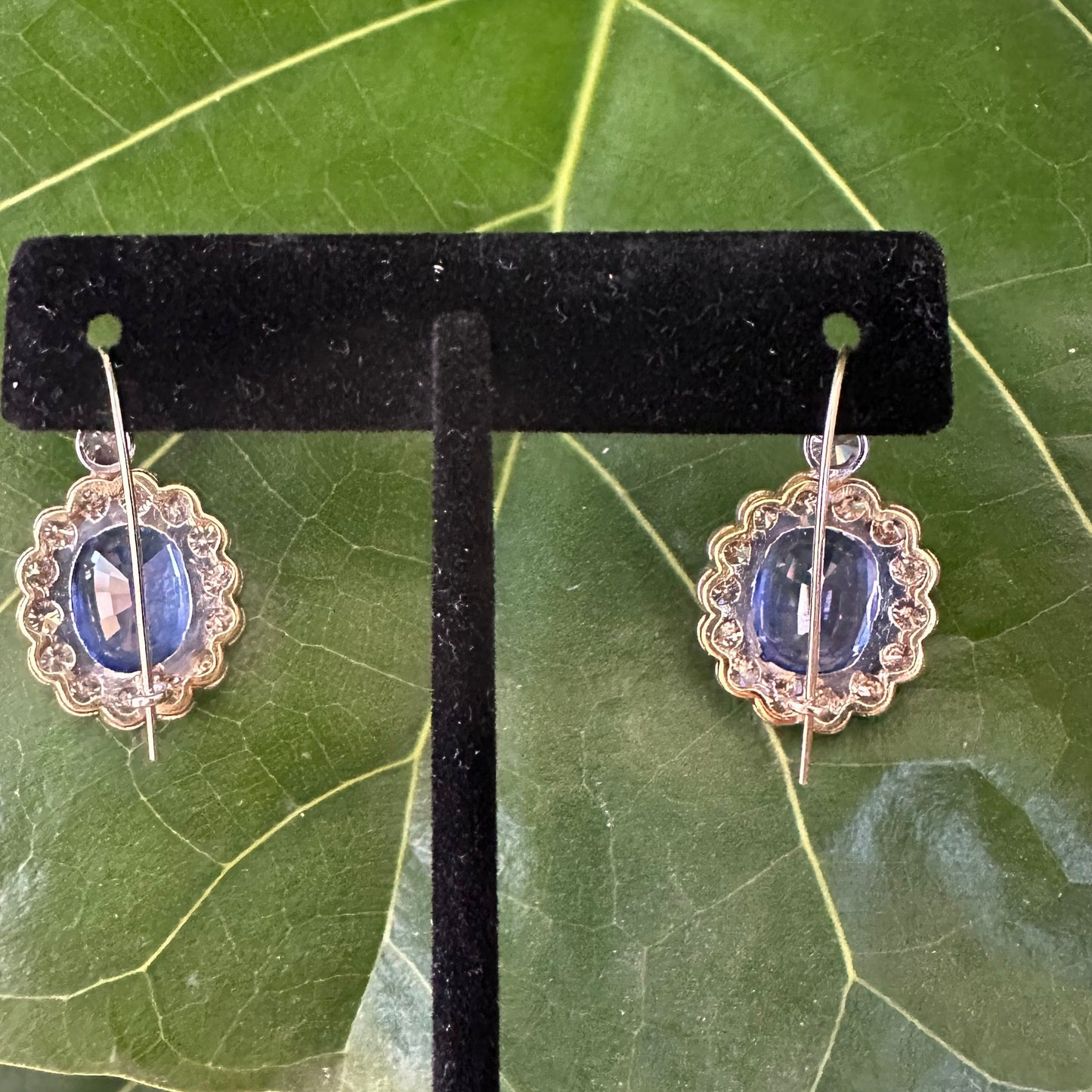 Estate Ceylon Sapphire & Diamond Earrings | AGL & GIA Certified | 13ct Sapphires | 4.50ct Diamonds | 18k Gold