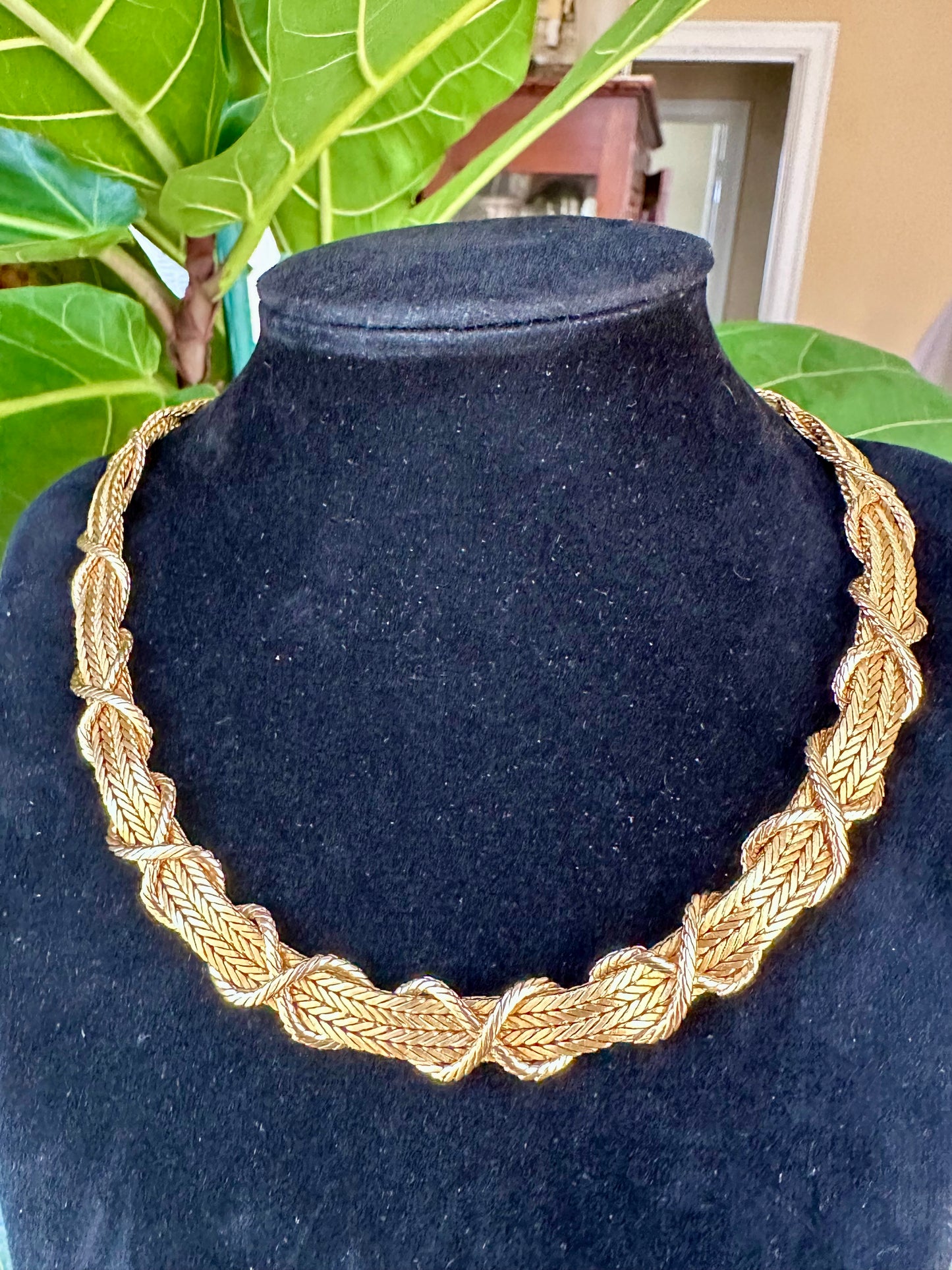 Vintage Rare French Braid on Braid with Rope Necklace 18k Yellow Gold