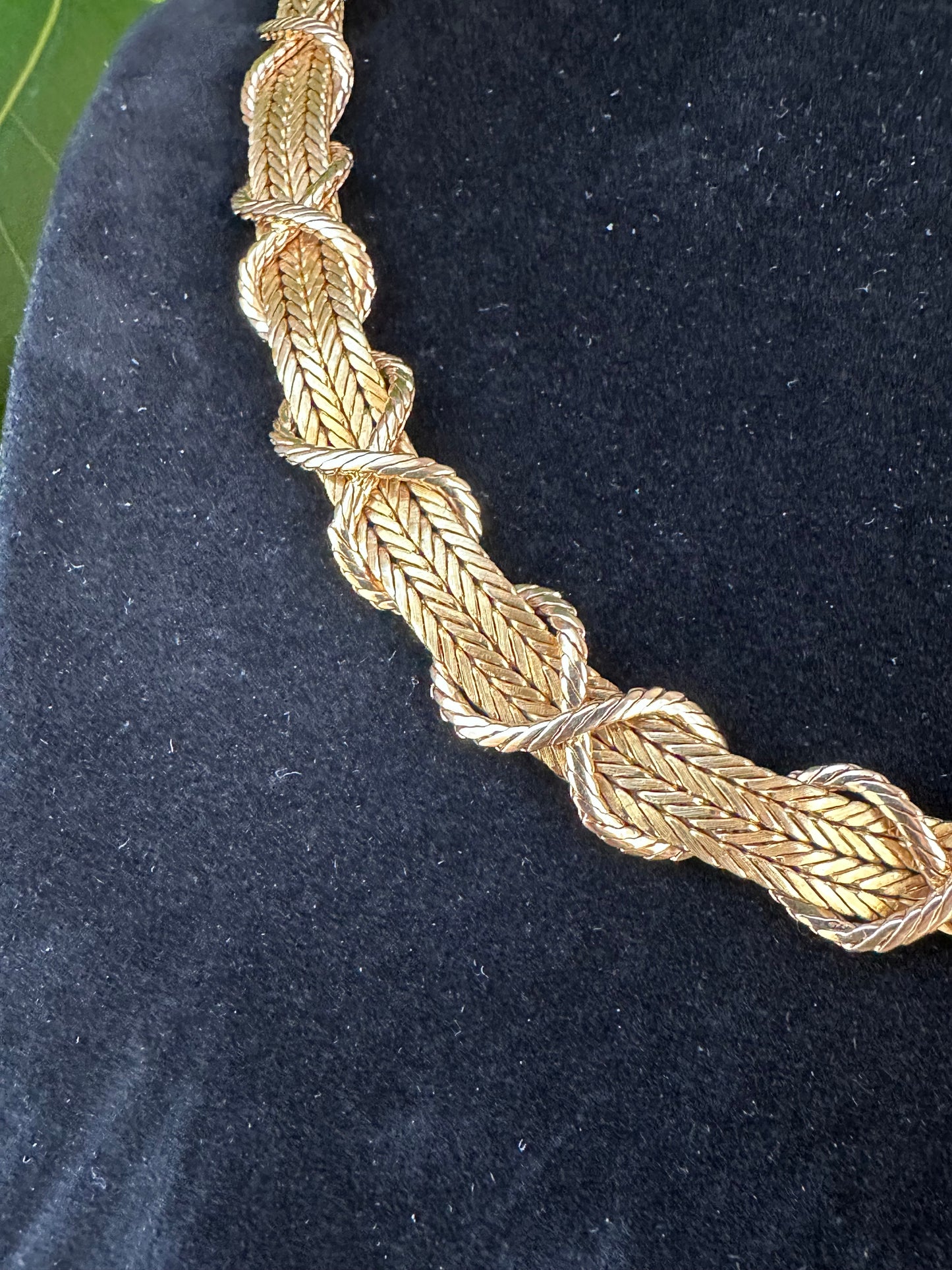 Vintage Rare French Braid on Braid with Rope Necklace 18k Yellow Gold