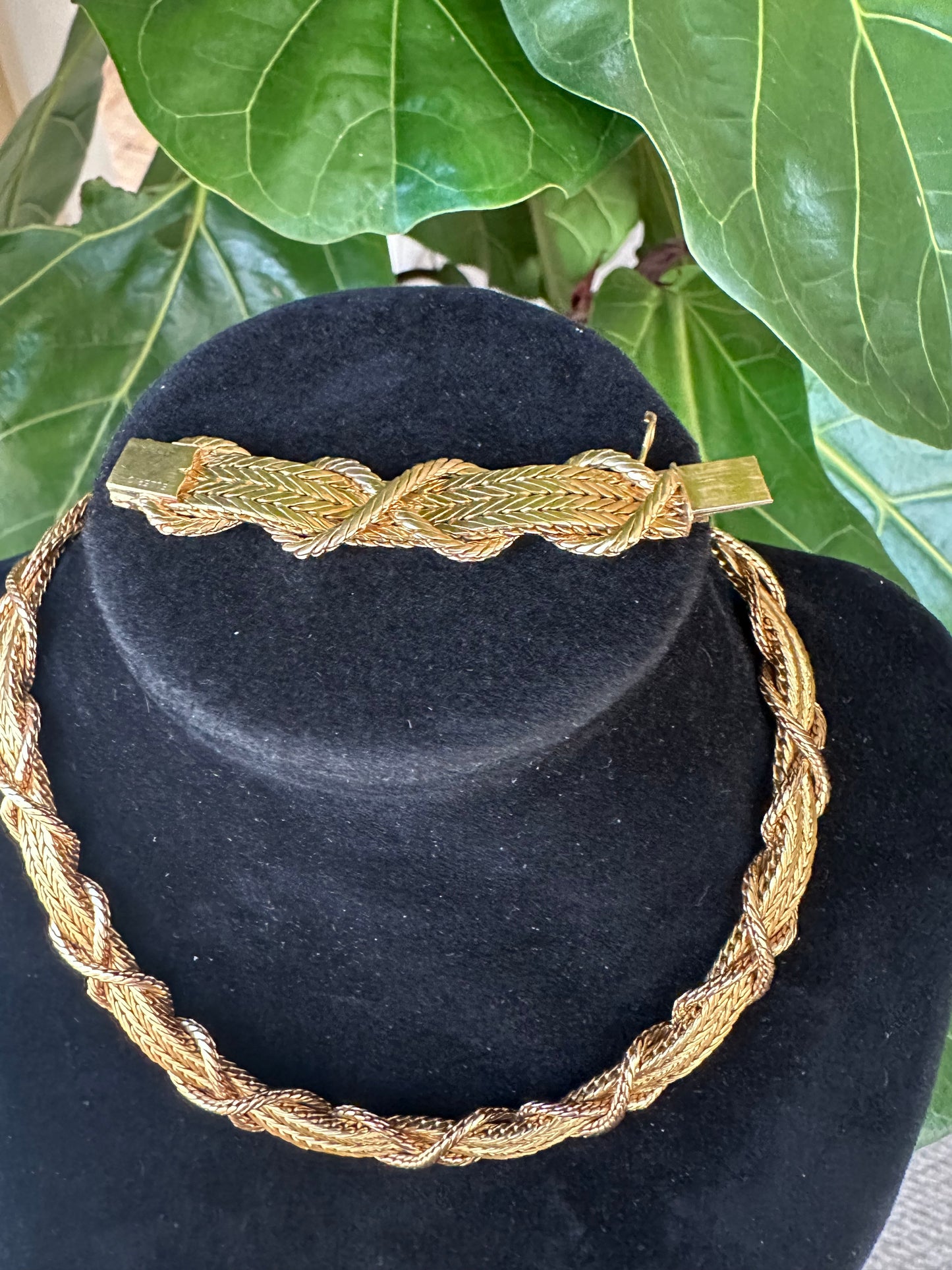 Vintage Rare French Braid on Braid with Rope Necklace 18k Yellow Gold