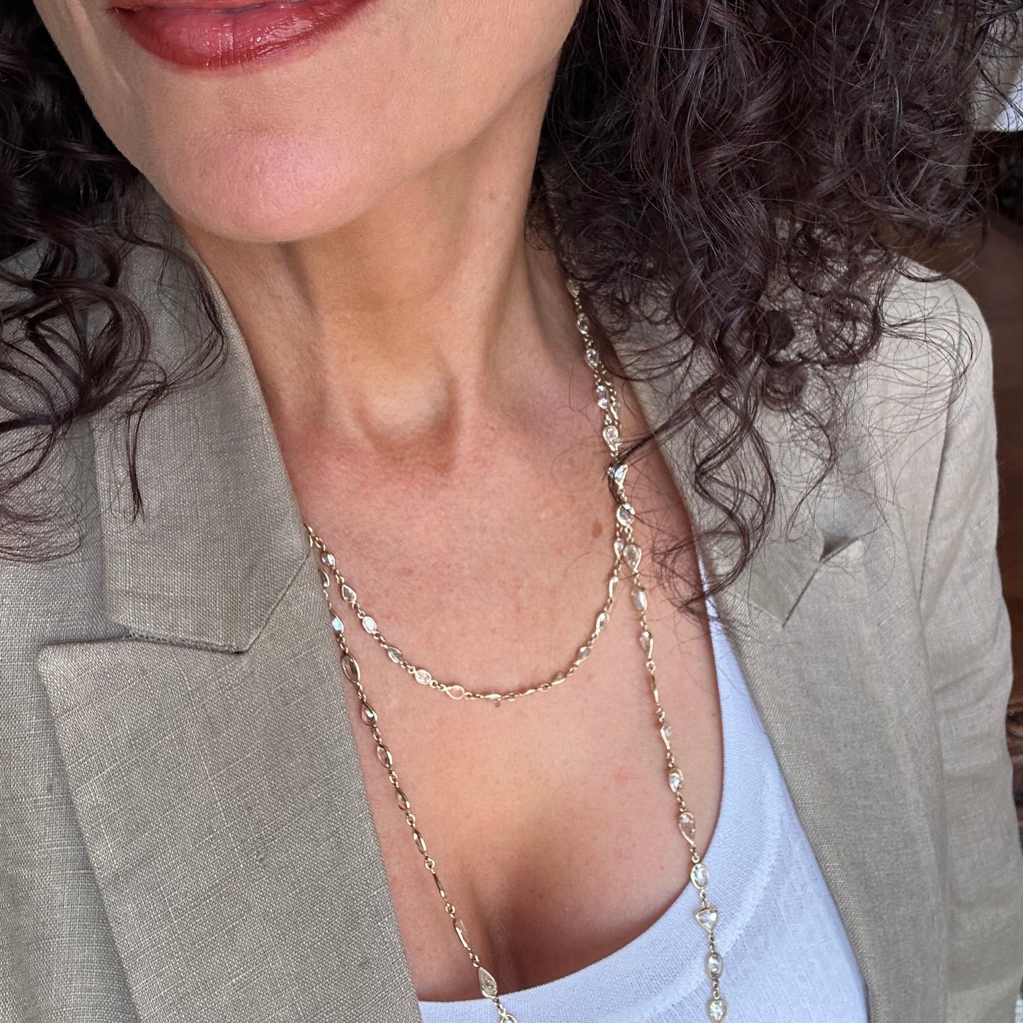 Multi-Cut Natural Diamond By The Yard Necklace – 41.47 Carats 18k Yellow Gold 50"