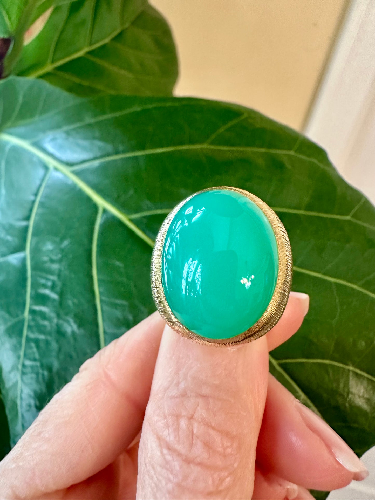 Henry Dunay Chrysoprase Brush Gold Ring 18k