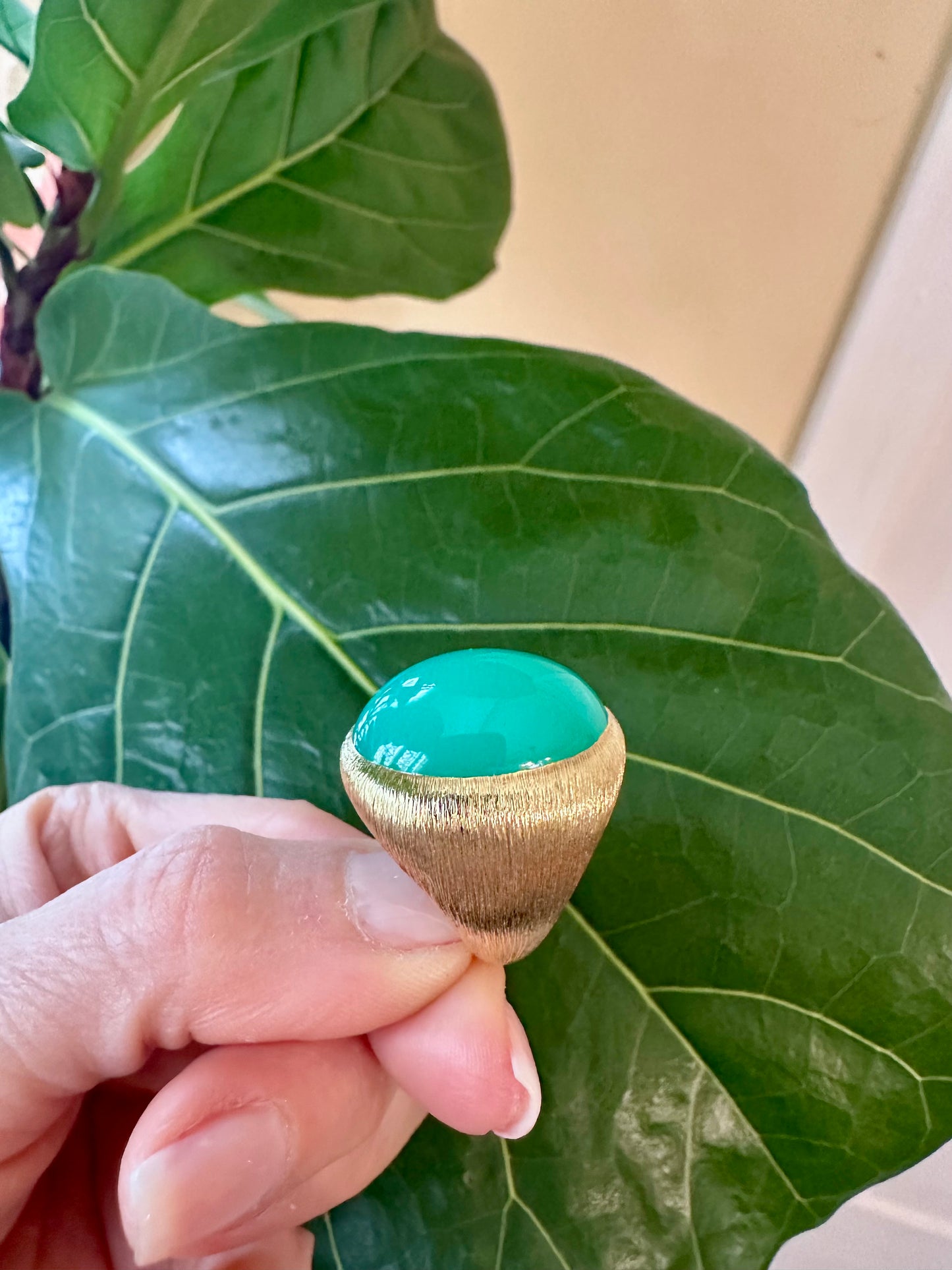 Henry Dunay Chrysoprase Brush Gold Ring 18k