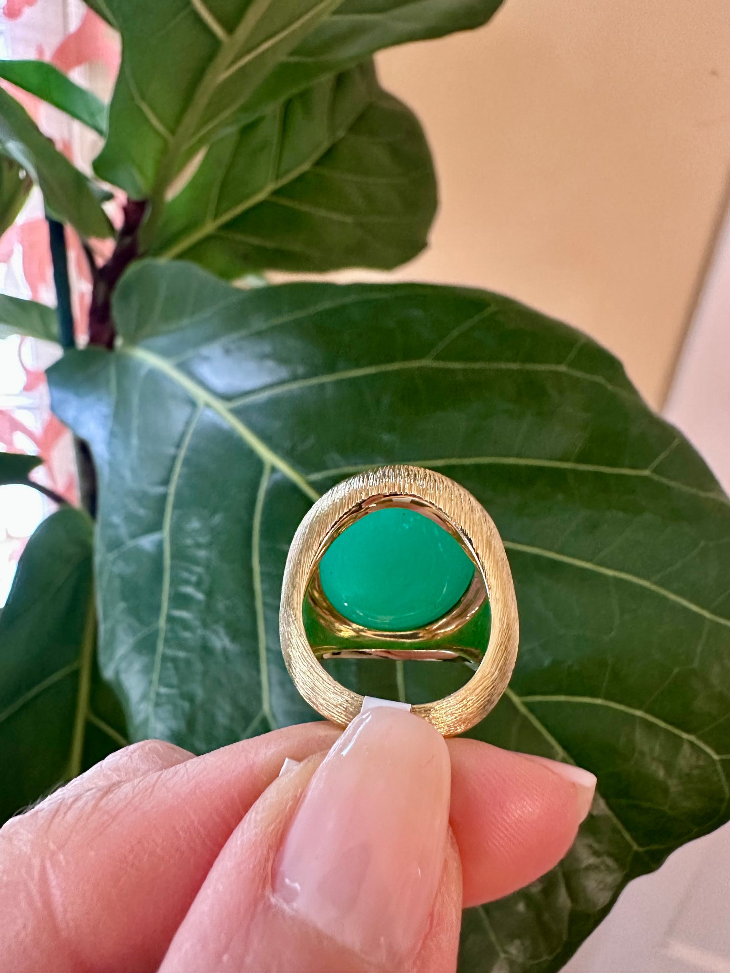 Henry Dunay Chrysoprase Brush Gold Ring 18k