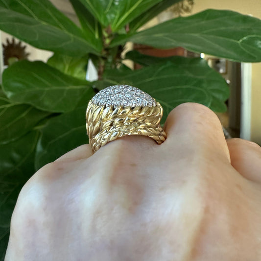 Estate Serpent Diamond Pavé Ring | ~2-3ct Diamonds | 18k Yellow & White Gold | 23.2g | Size 6.5