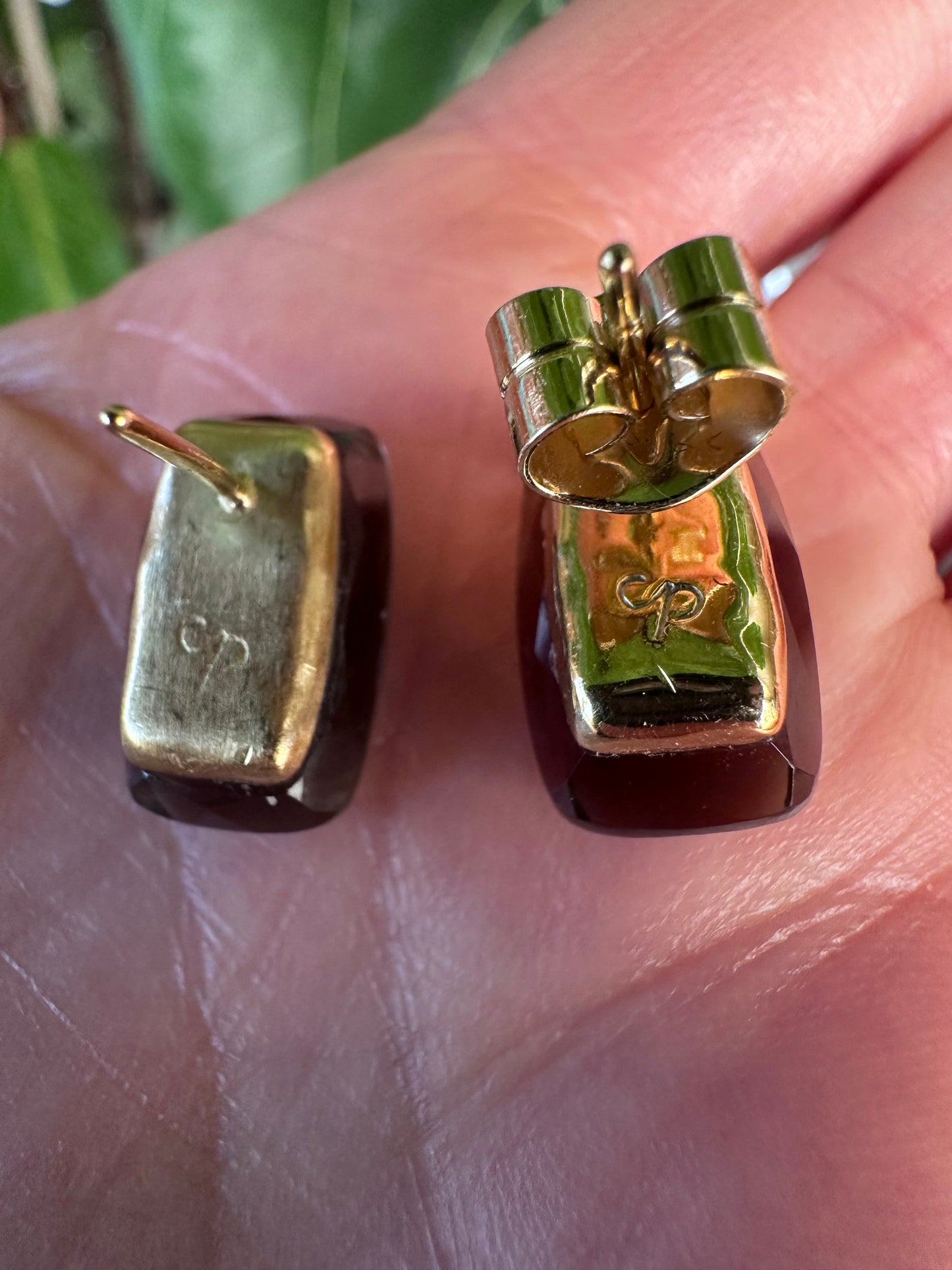 H Stern Estate Smokey Topaz Rectangular Cushion Earrings 18k