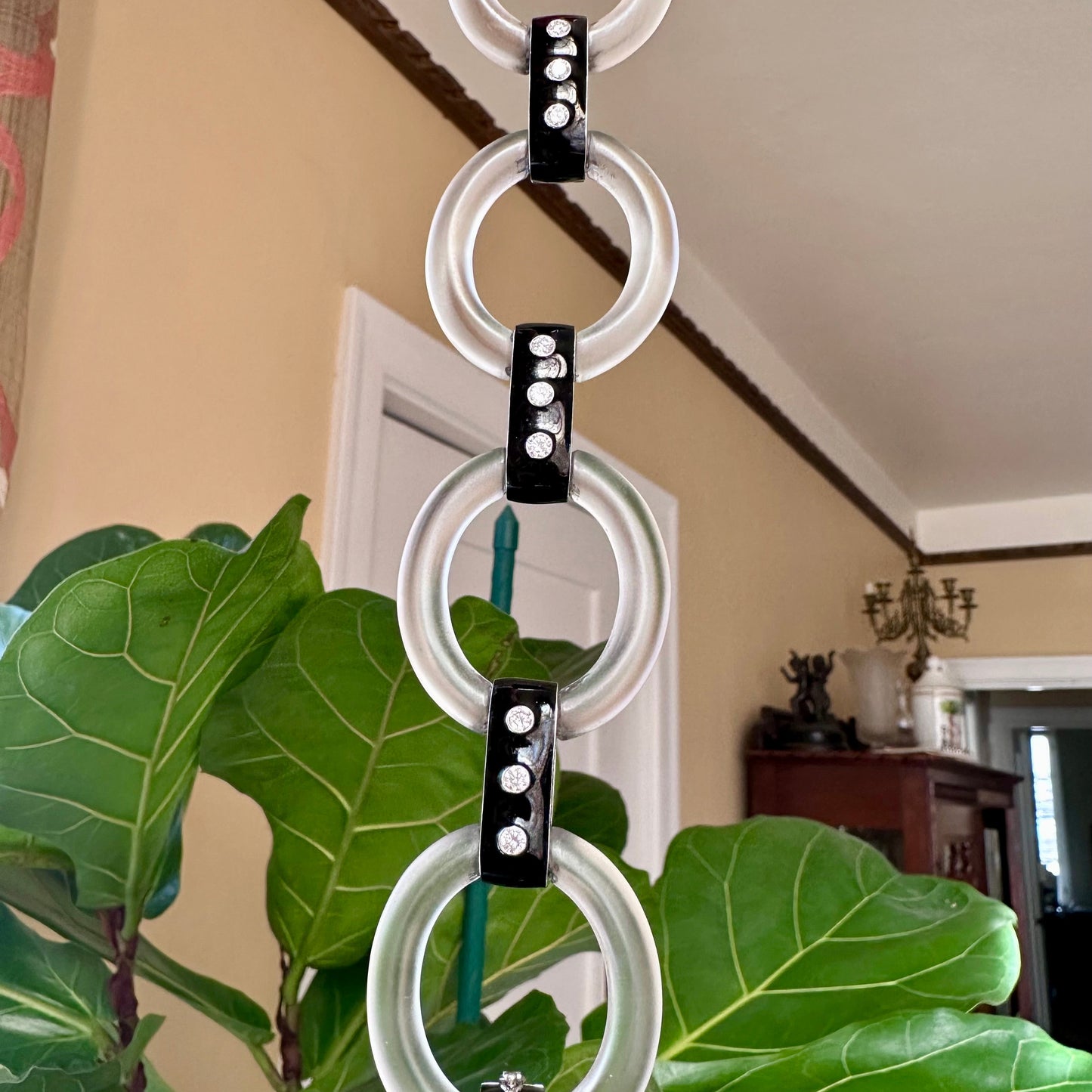 Crystal, Diamond & Black Enamel Bracelet Platinum