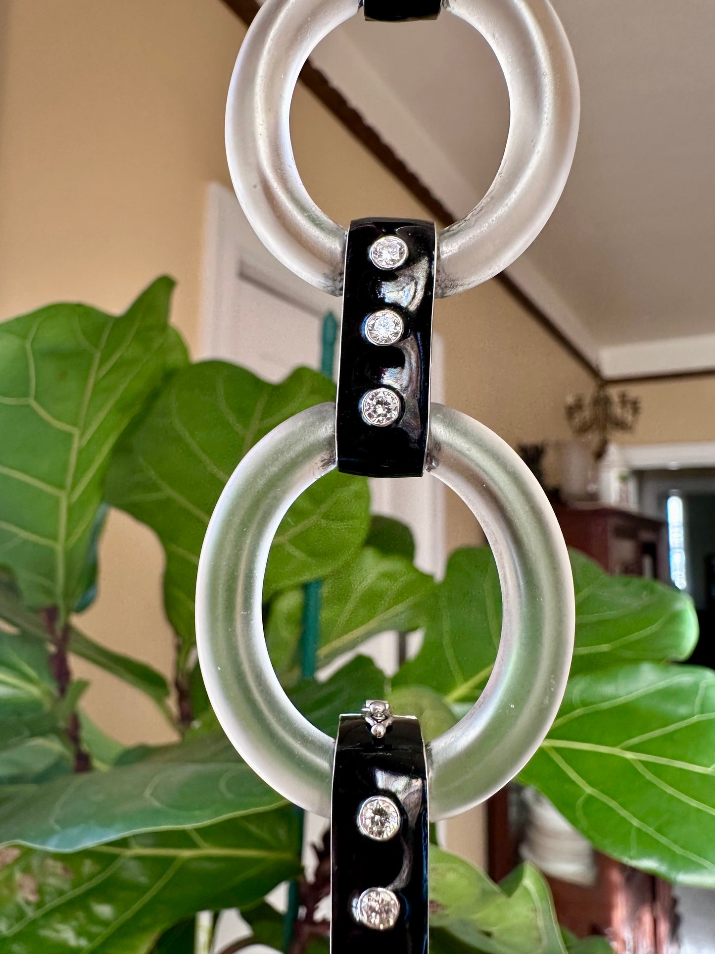 Crystal, Diamond & Black Enamel Bracelet Platinum