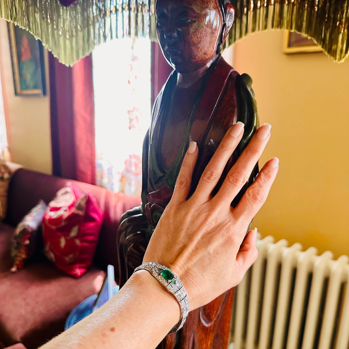 GIA Zambian Emerald & Diamond Platinum Bracelet