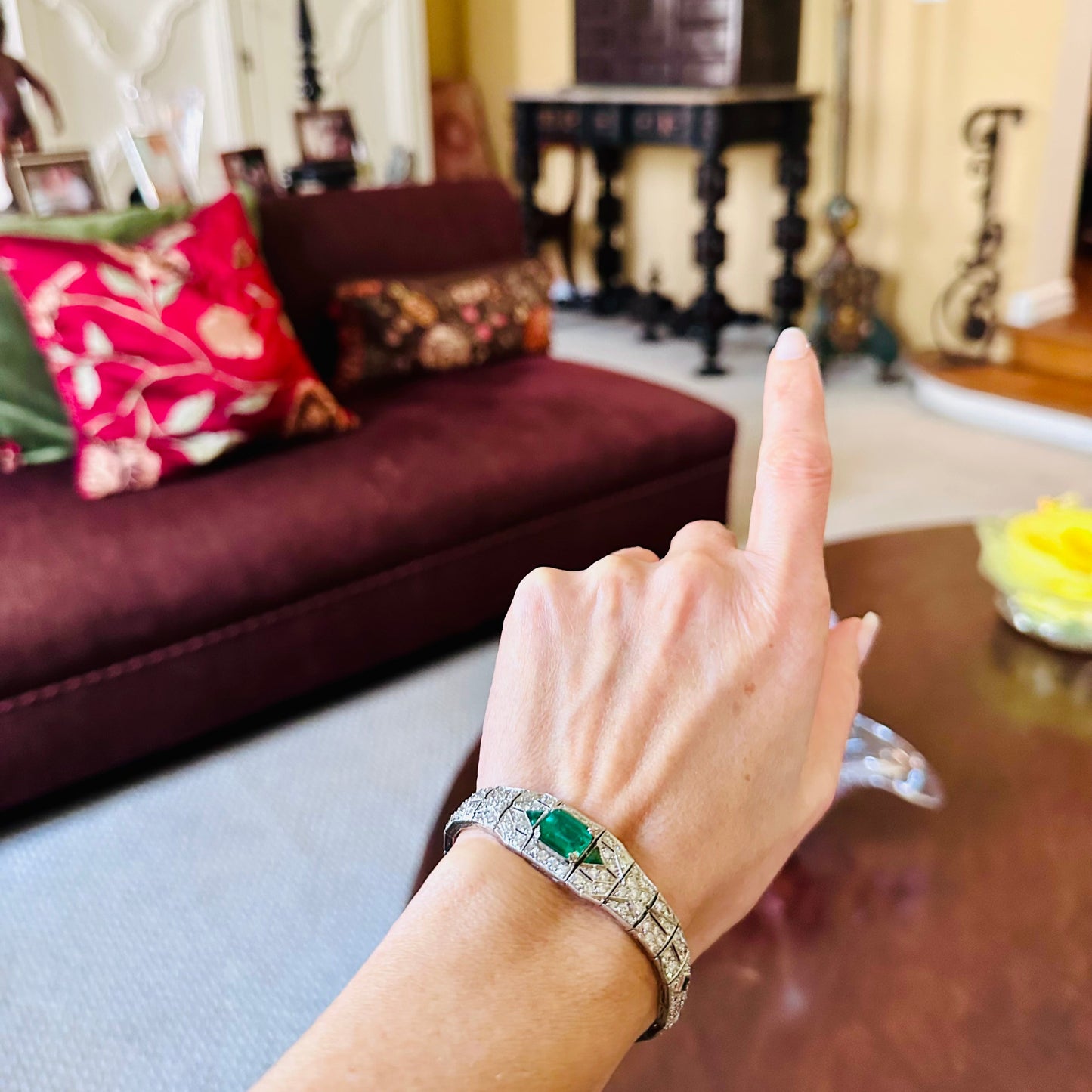 GIA Zambian Emerald & Diamond Platinum Bracelet