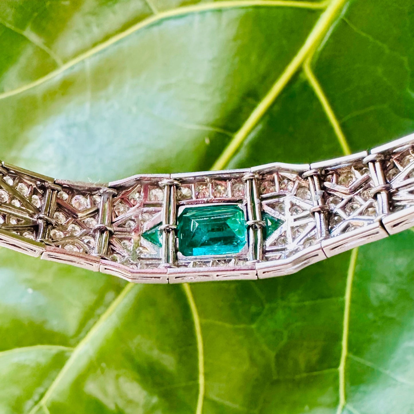 GIA Zambian Emerald & Diamond Platinum Bracelet