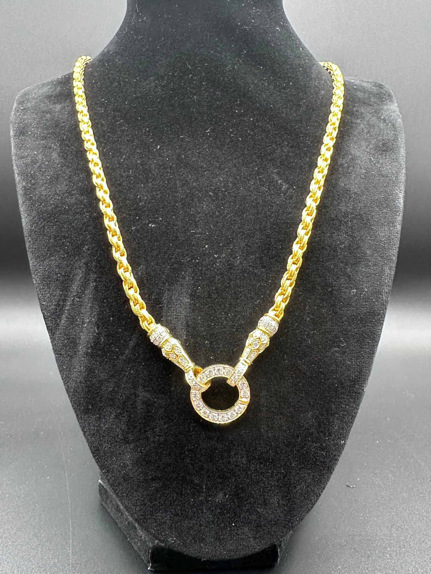 22k Solid Yellow Gold Diamond Necklace 71.7 Grams