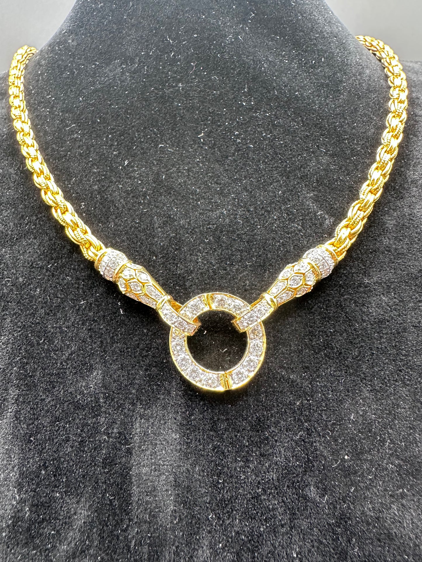 22k Solid Yellow Gold Diamond Necklace 71.7 Grams