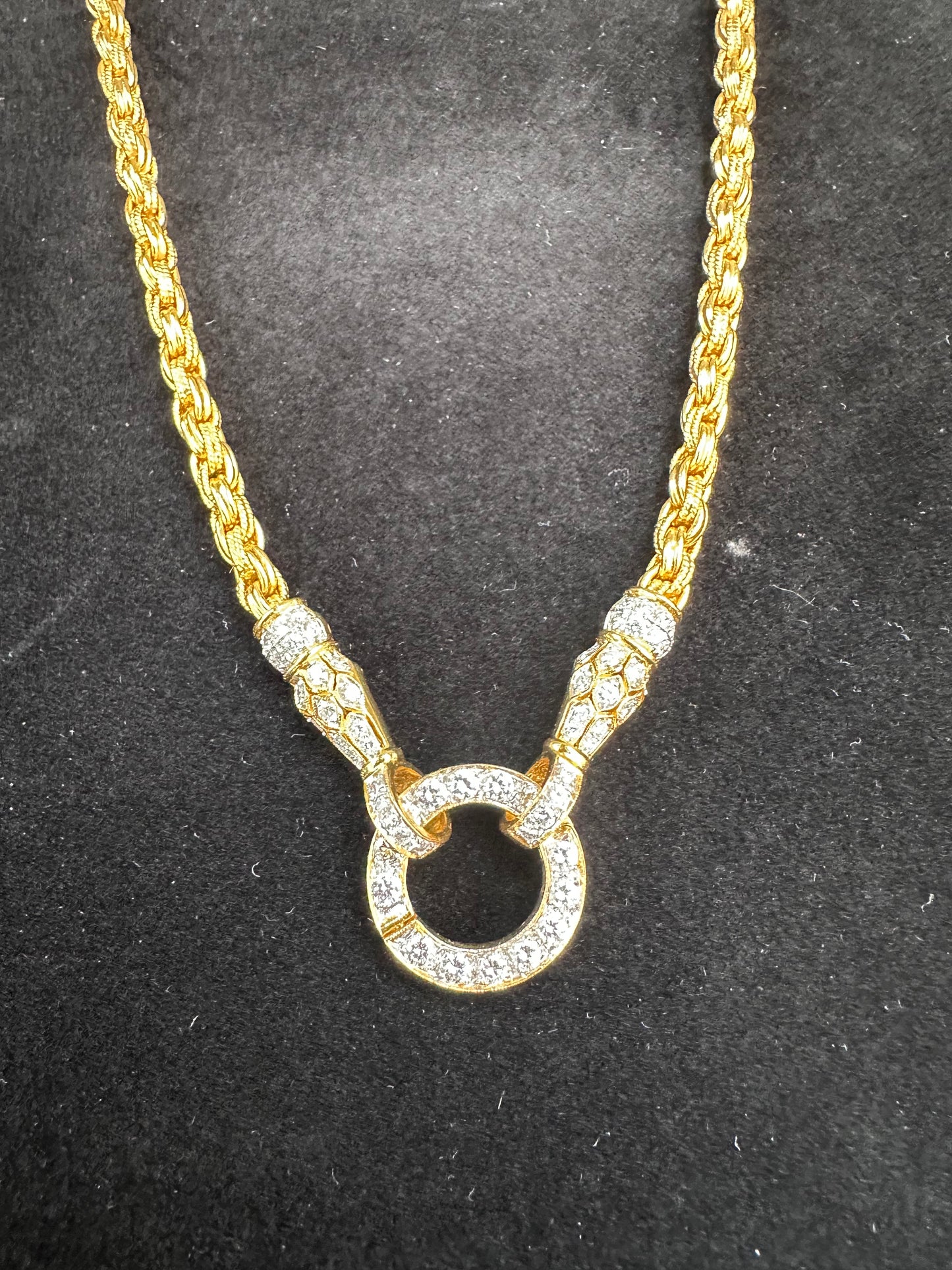22k Solid Yellow Gold Diamond Necklace 71.7 Grams