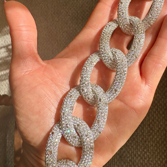 Natural Diamond Jumbo Link Pave Diamond Bracelet