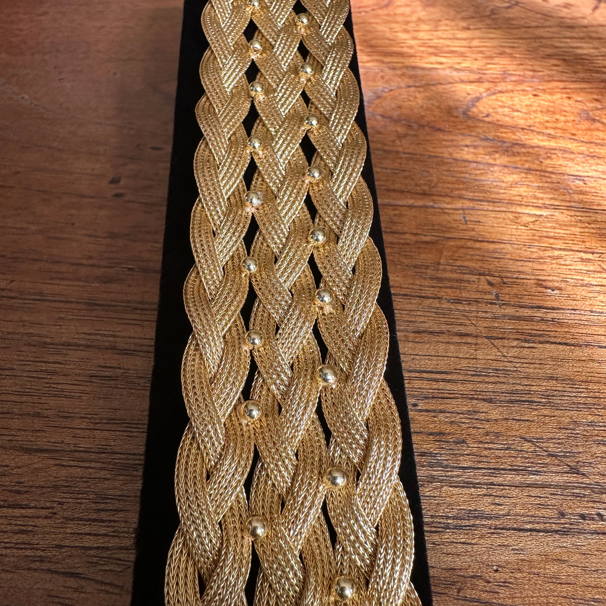 Filippini Fratelli Braided Chevron Bracelet | 18k Yellow Gold | 69.5g | Verona, Italy