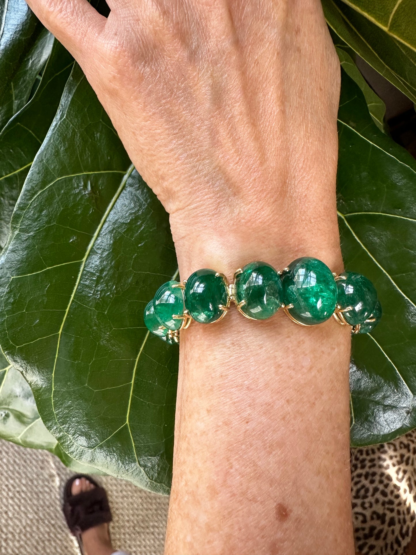 Cabochon Emeralds Oval Cuts Bracelet