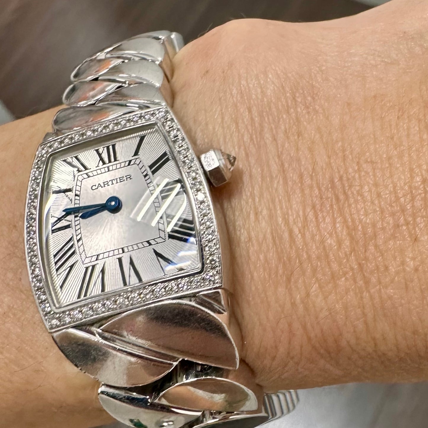 Cartier La Dona All Factory 18k White Gold Diamond Bezel Ladies Watch