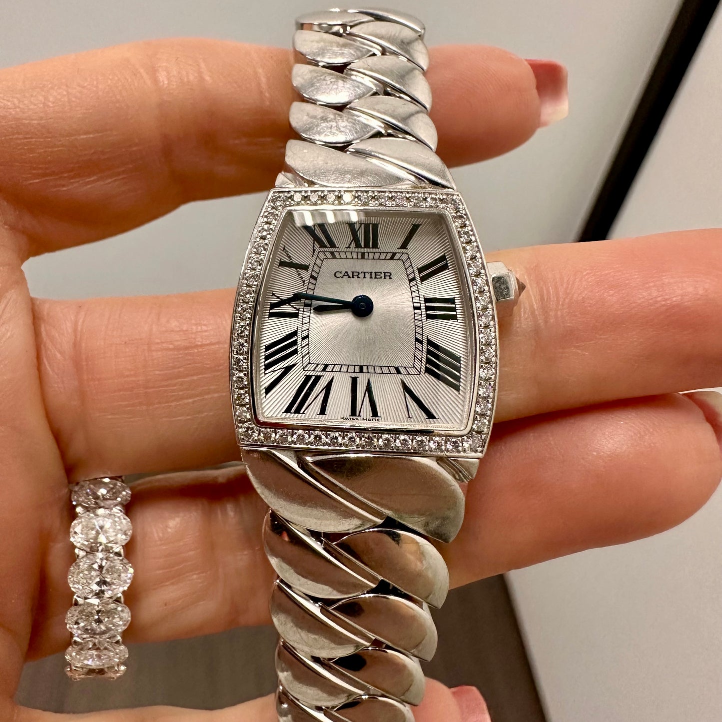 Cartier La Dona All Factory 18k White Gold Diamond Bezel Ladies Watch