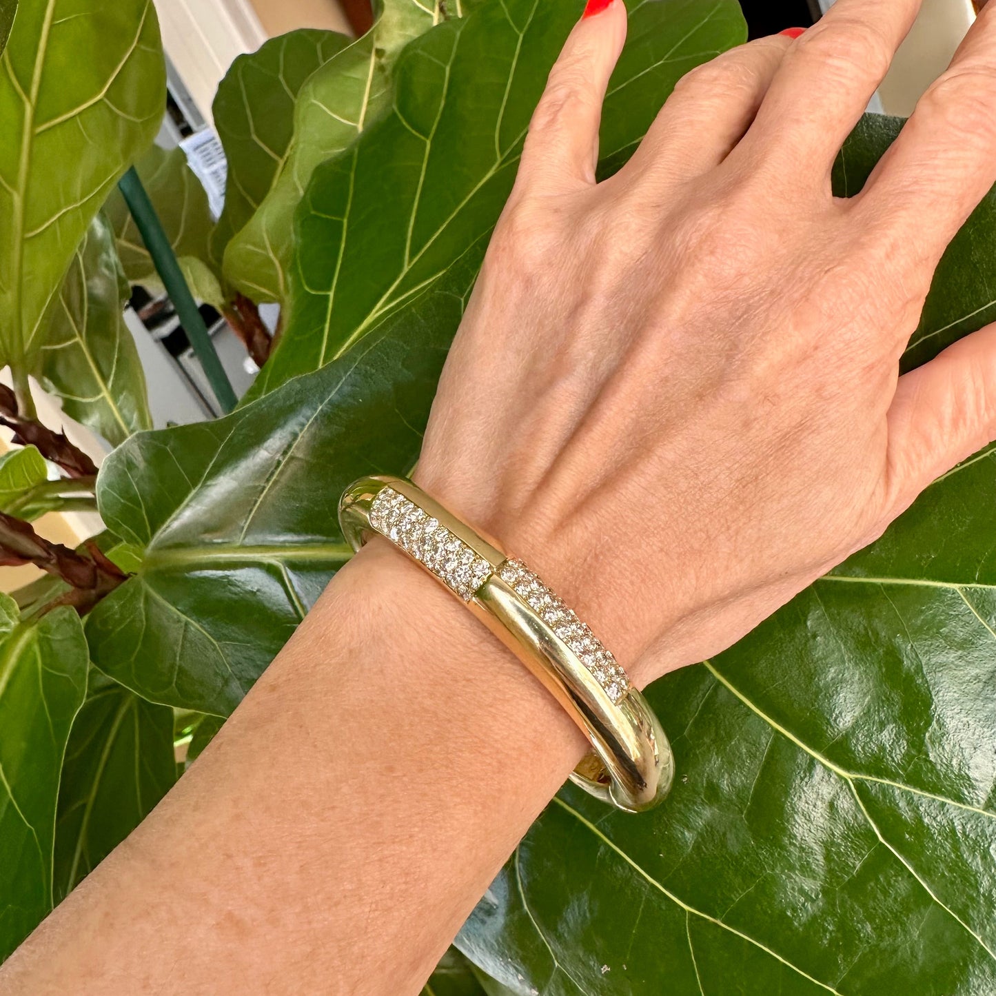 Vintage David Webb Diamond Cuff Bangle 18k Yellow Gold