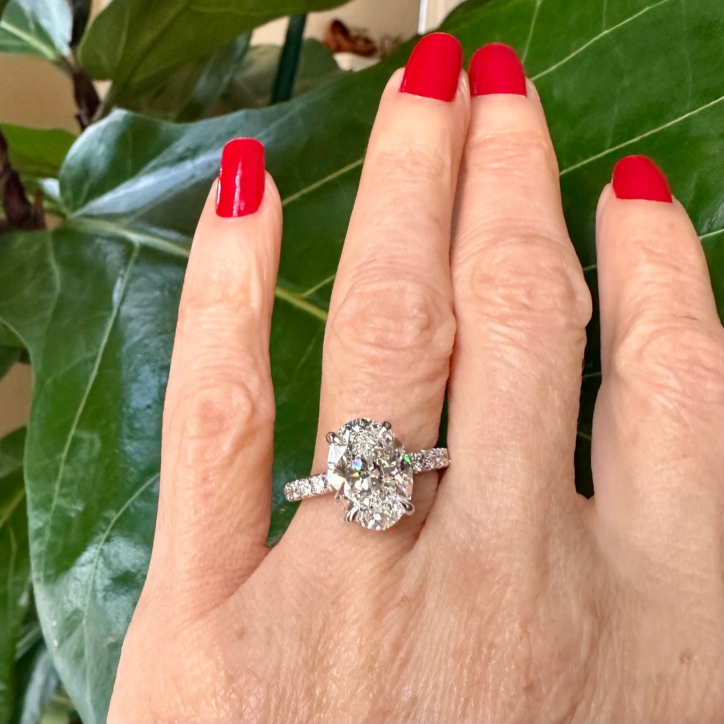 GIA Oval Cut I SI1 4.03 Ct. Natural Pave Diamond Ring 14k White Gold