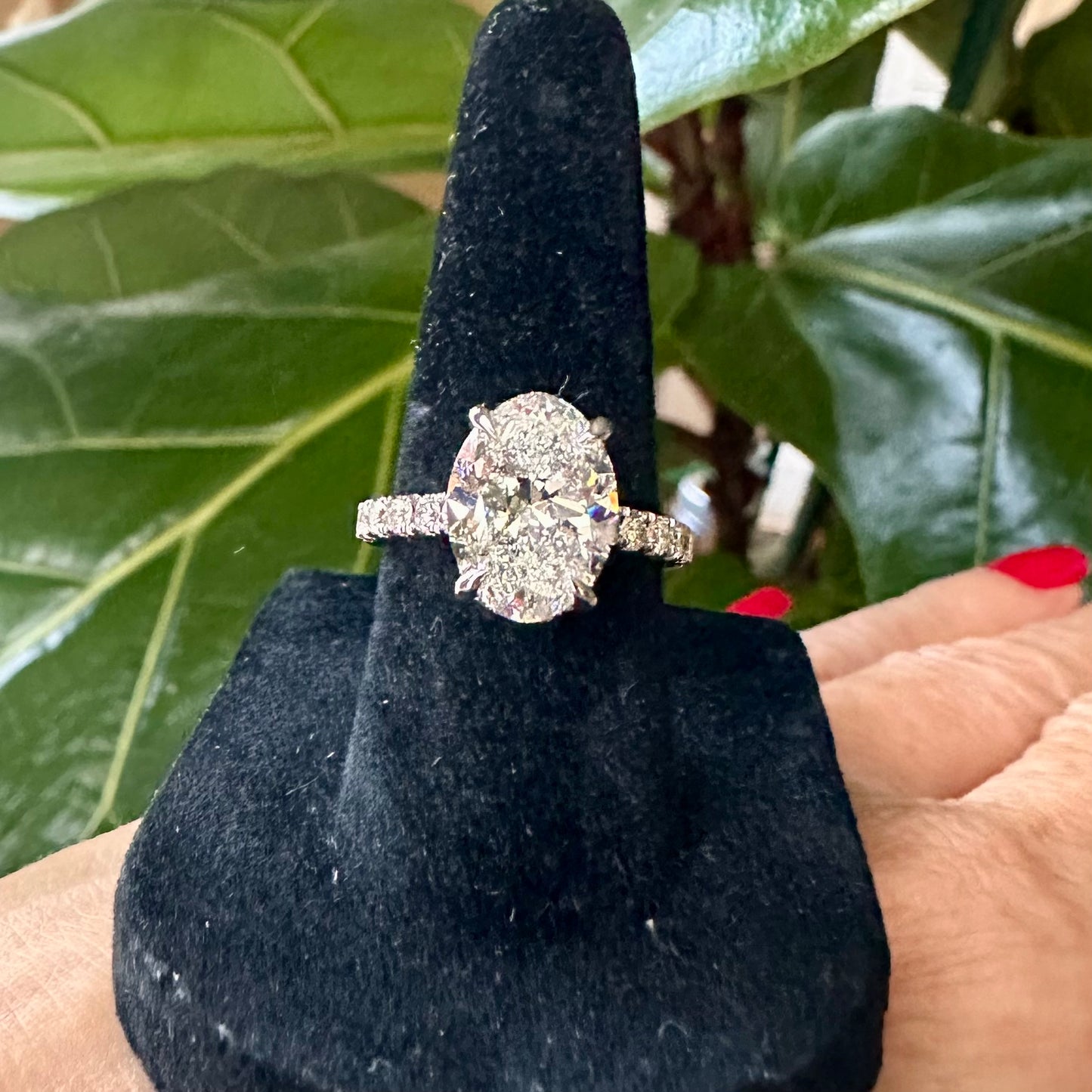 GIA Oval Cut I SI1 4.03 Ct. Natural Pave Diamond Ring 14k White Gold