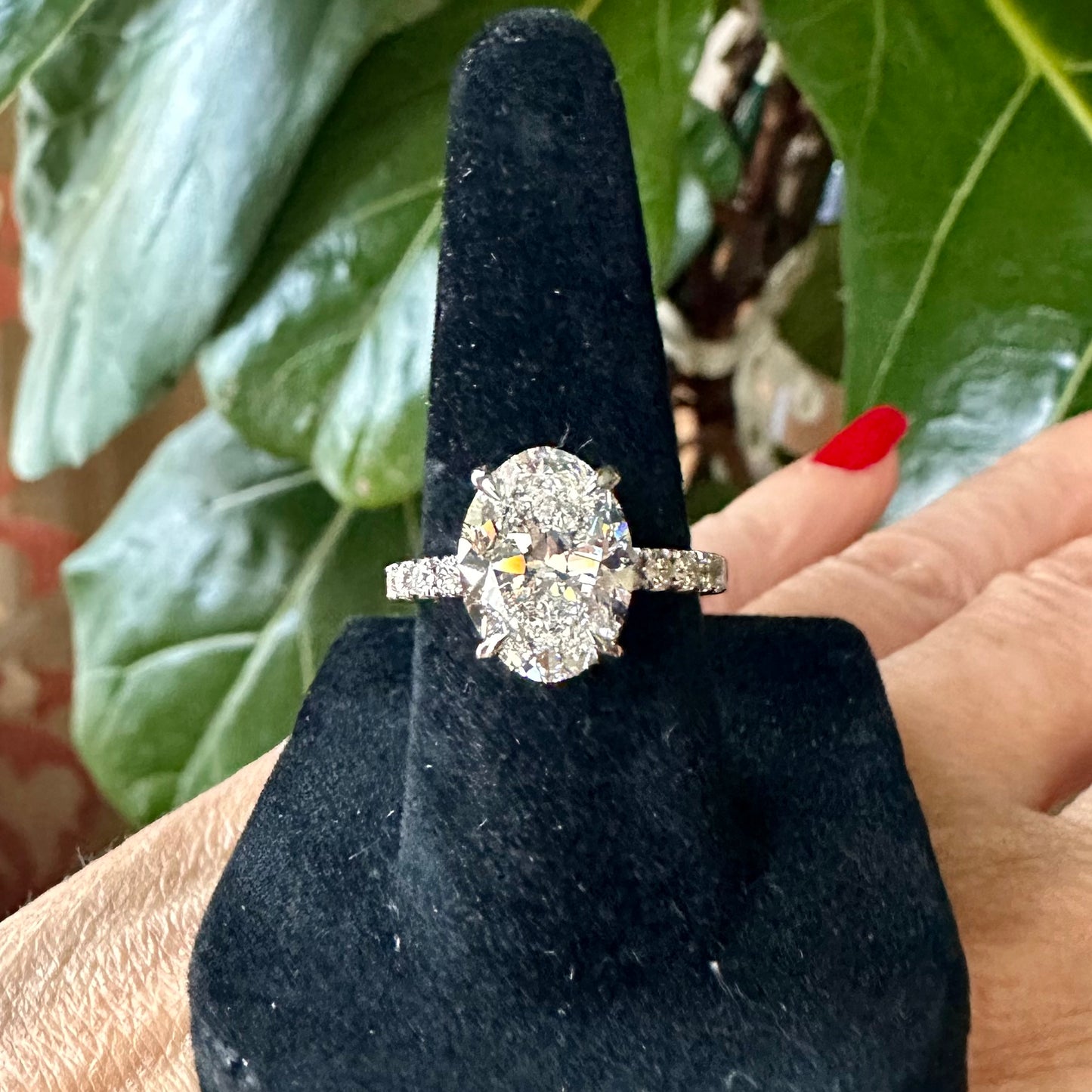 GIA Oval Cut I SI1 4.03 Ct. Natural Pave Diamond Ring 14k White Gold