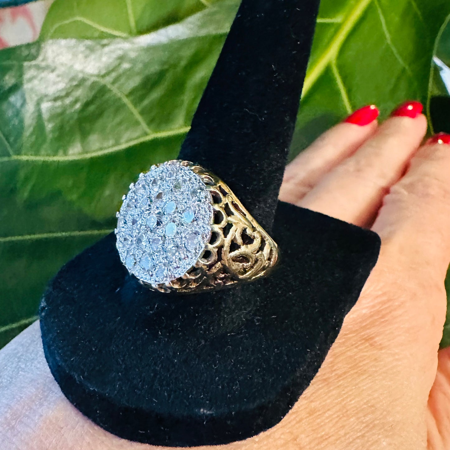 Estate Mens Diamond Ring 18k White Gold & 14k Yellow Gold