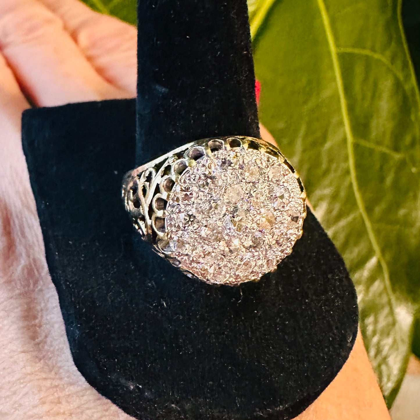 Estate Mens Diamond Ring 18k White Gold & 14k Yellow Gold