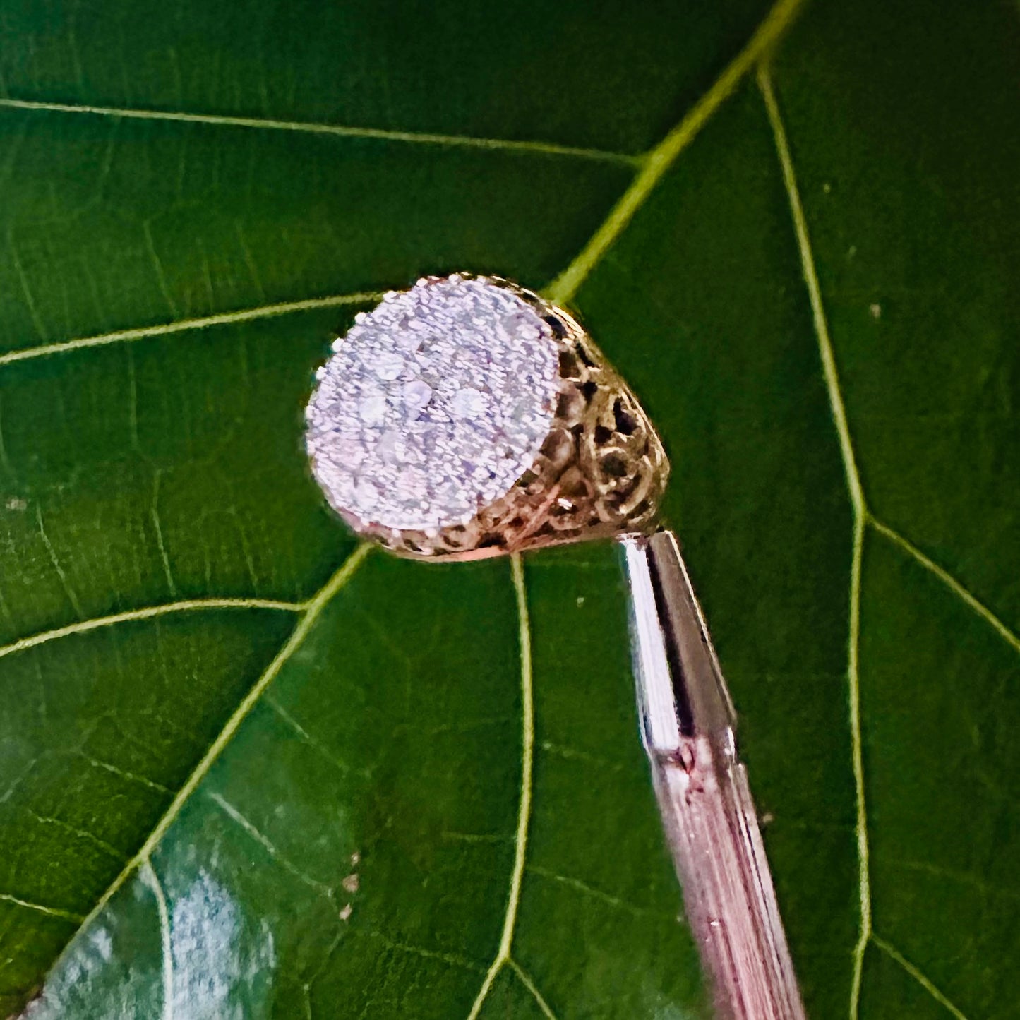 Estate Mens Diamond Ring 18k White Gold & 14k Yellow Gold