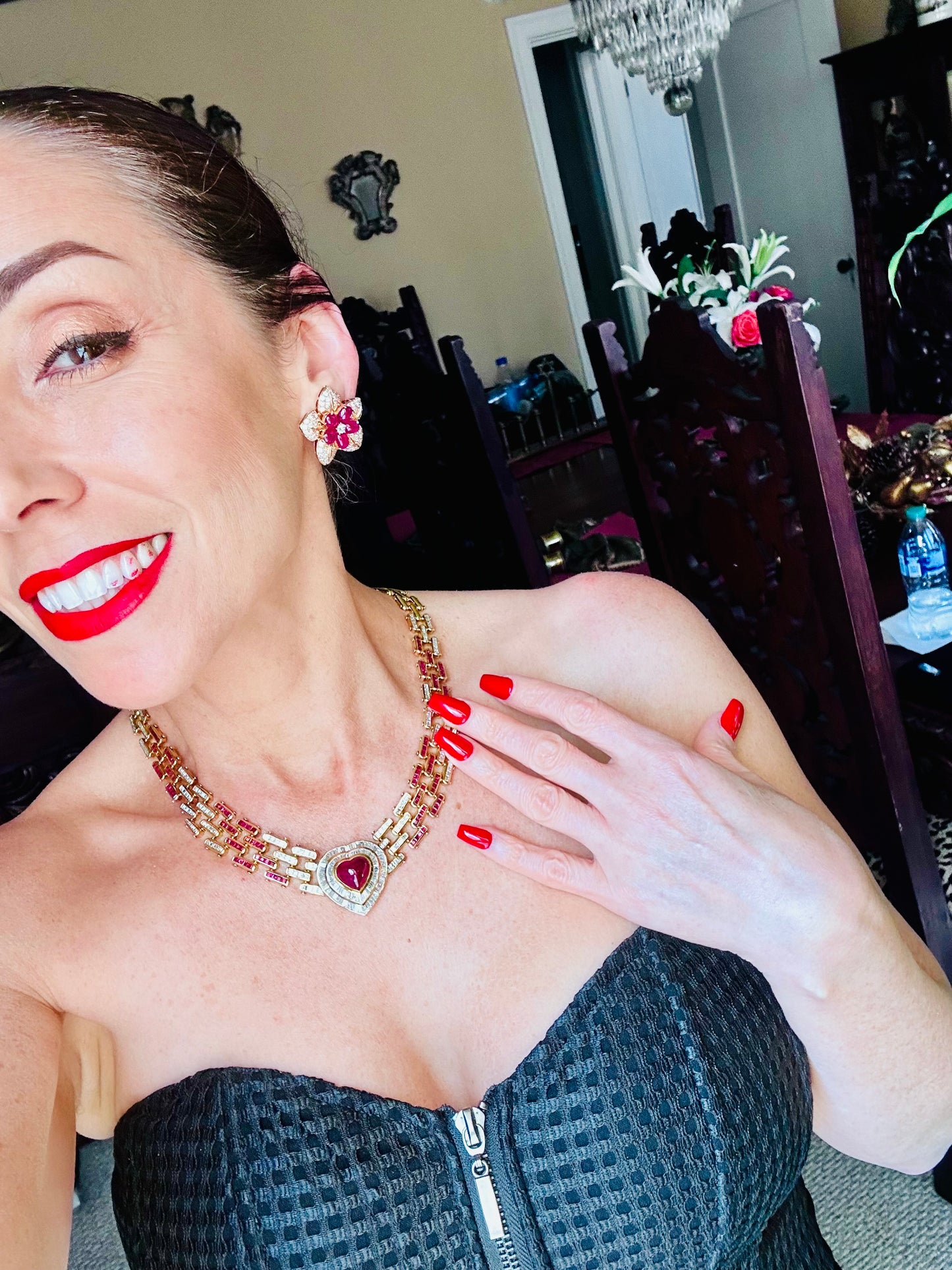 Burma No Heat Heart Ruby and Diamond Necklace 18k