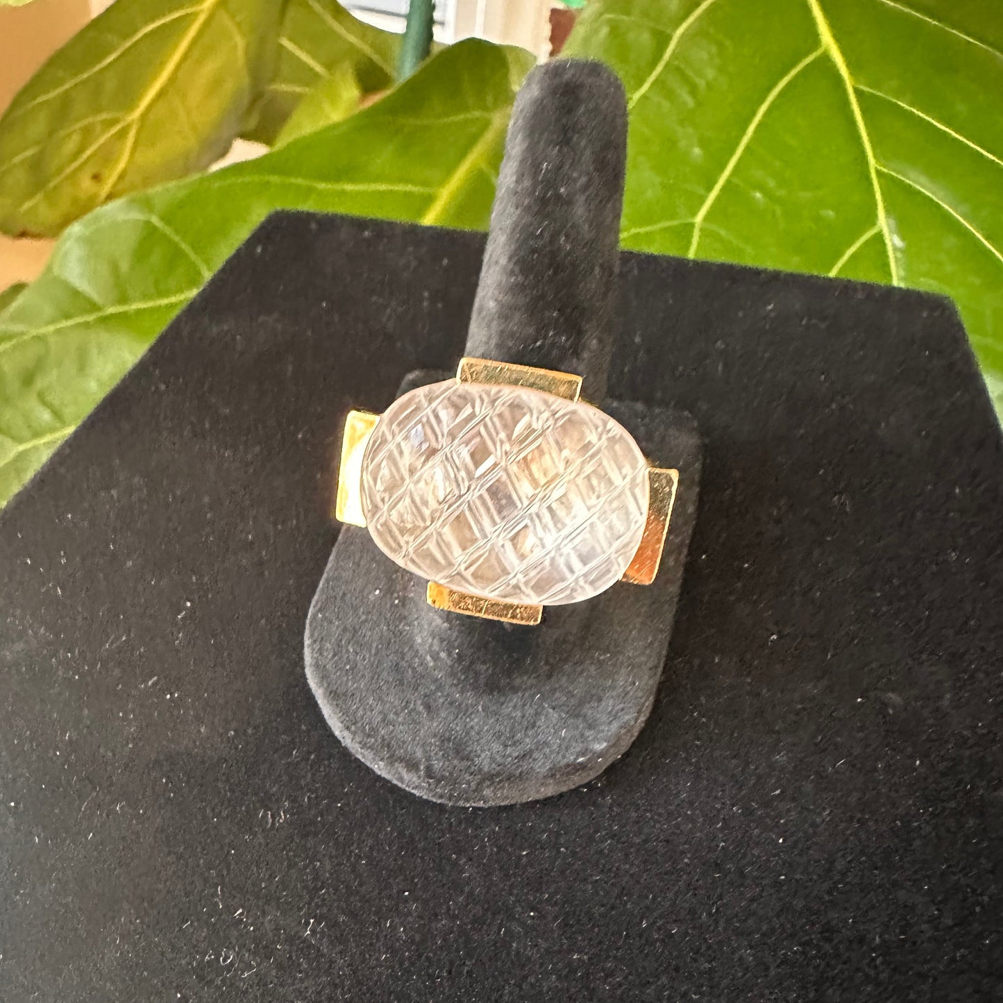 David Webb Crystal Pool Cocktail Ring 18k Yellow Gold