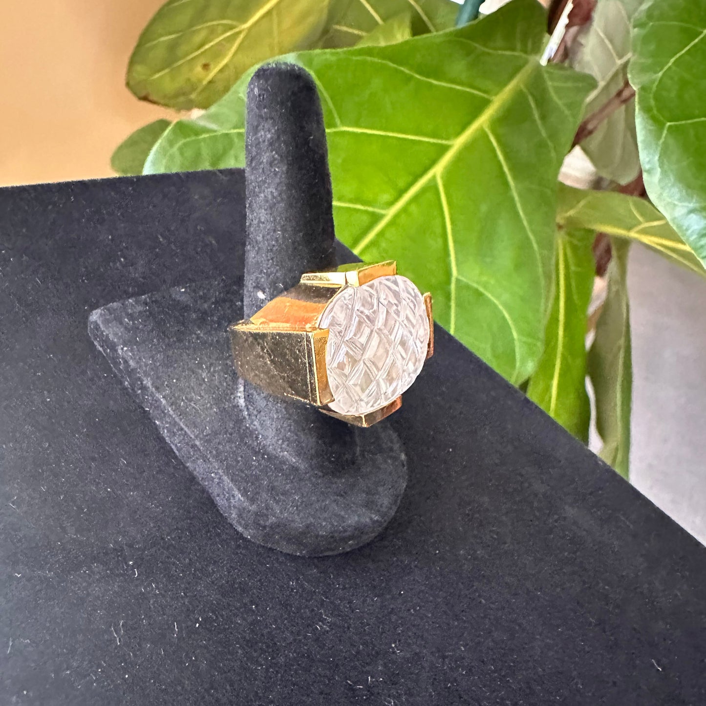 David Webb Crystal Pool Cocktail Ring 18k Yellow Gold