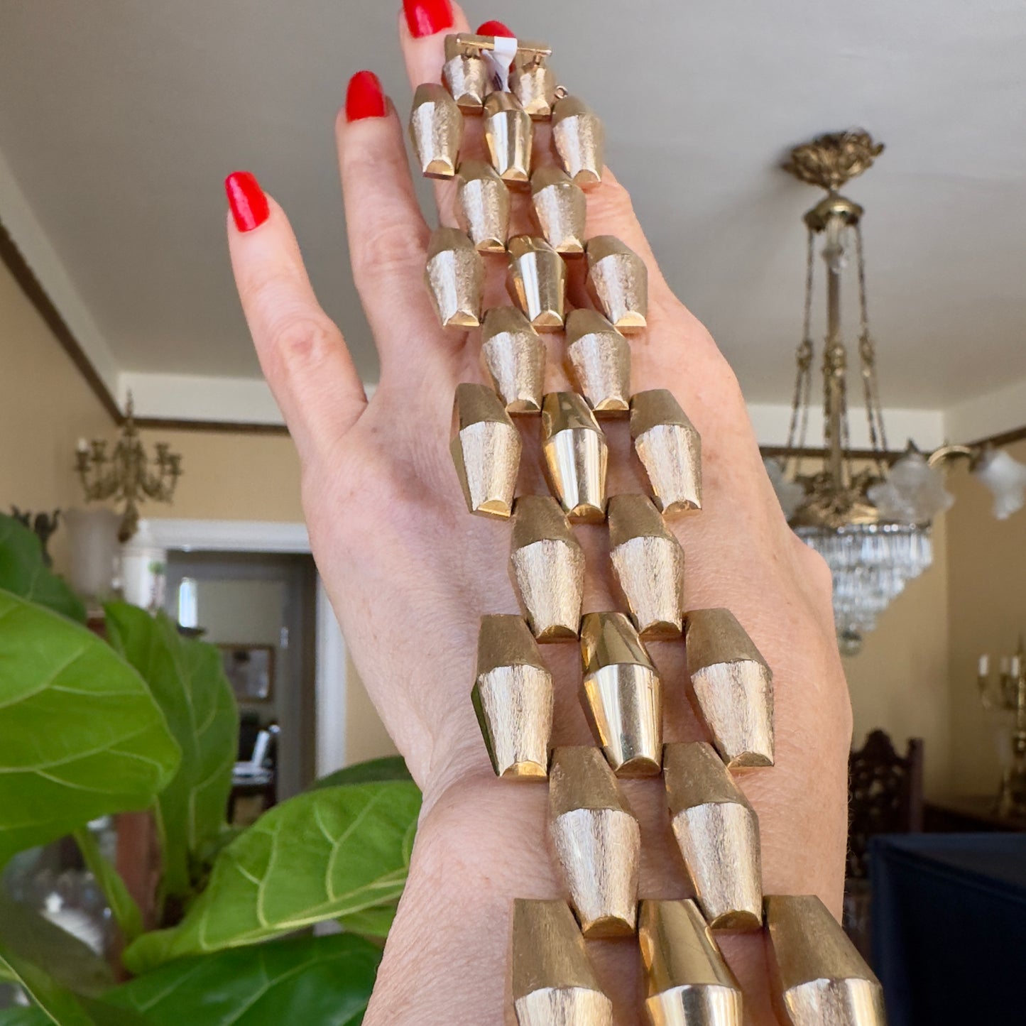 Retro Wide Link 14k Gold Bracelet, Chunky Gold Bracelet 14k, Stackable Bracelet