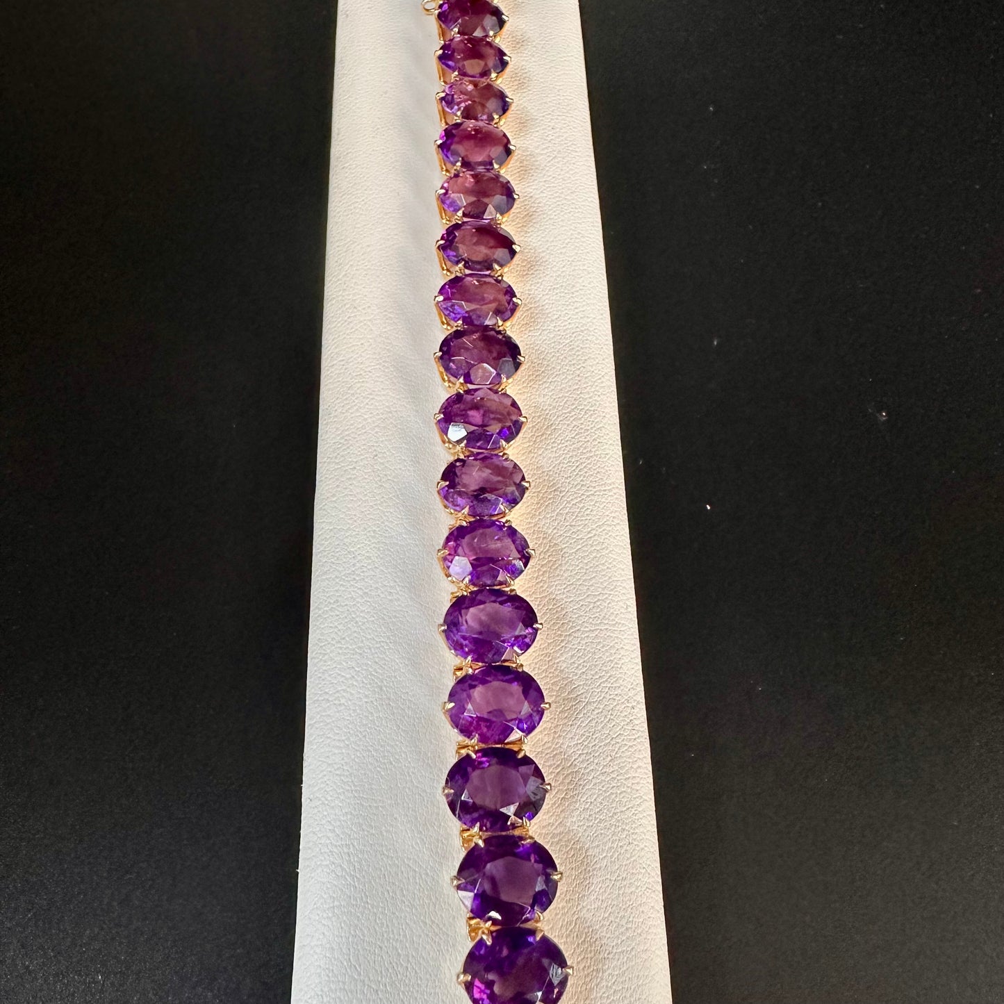 Vintage Oval Cut Amethyst Tennis Bracelet 14k Yellow Gold