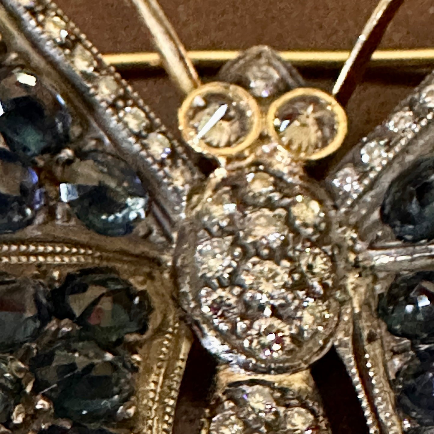 Sapphire & Diamond Butterfly Brooch 18k/Silver, Vintage Butterfly Pin 18k/Silver