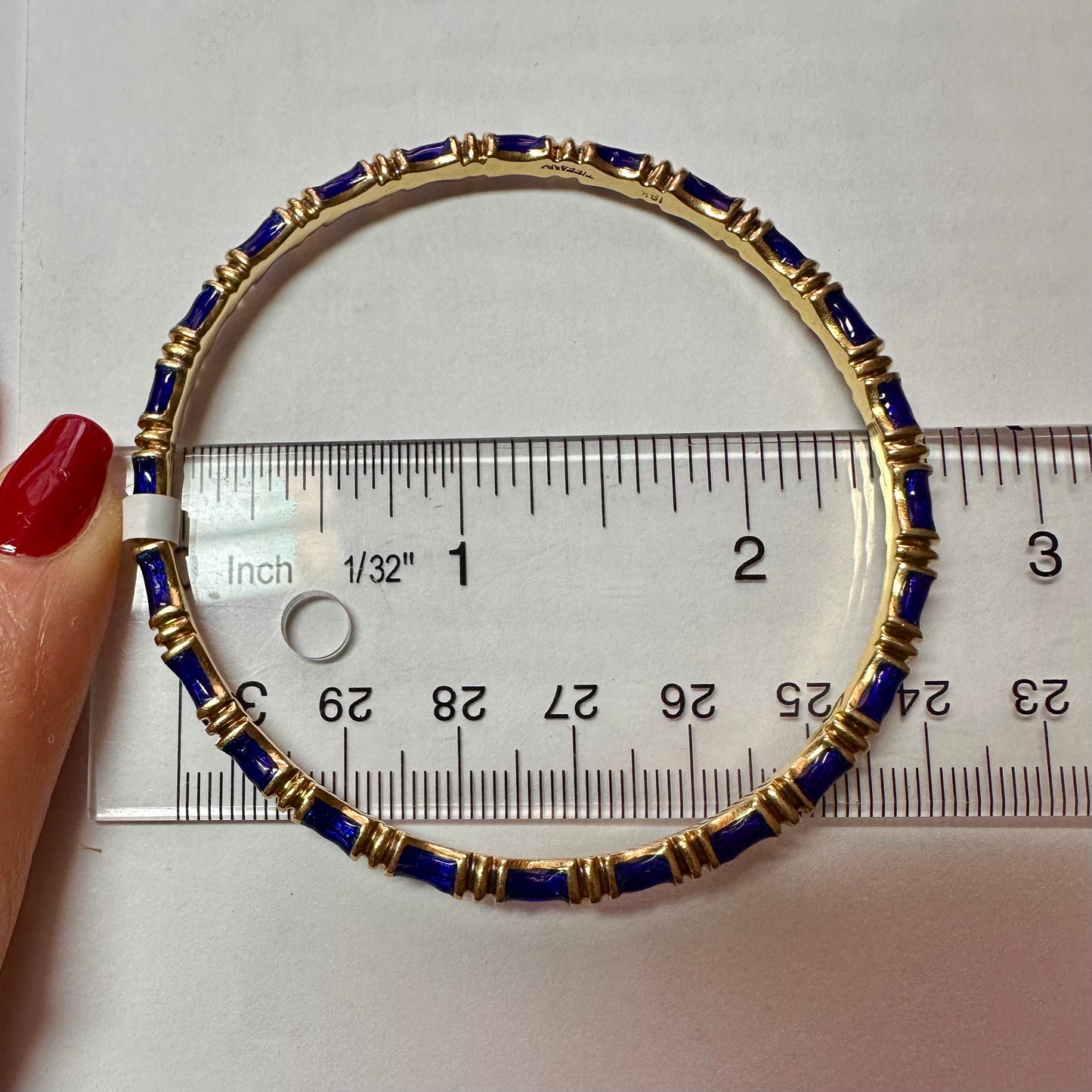 Tiffany & Co. 18k Blue Enamel & Yellow Gold Bangle, Hoop, Bracelet