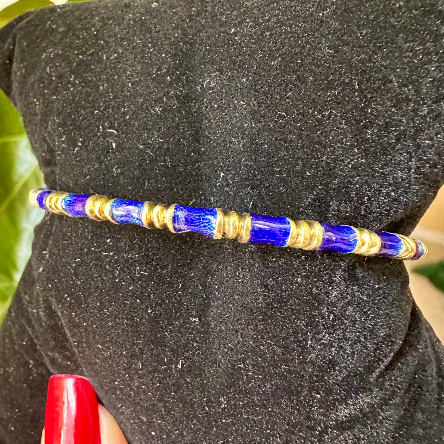 Tiffany & Co. 18k Blue Enamel & Yellow Gold Bangle, Hoop, Bracelet