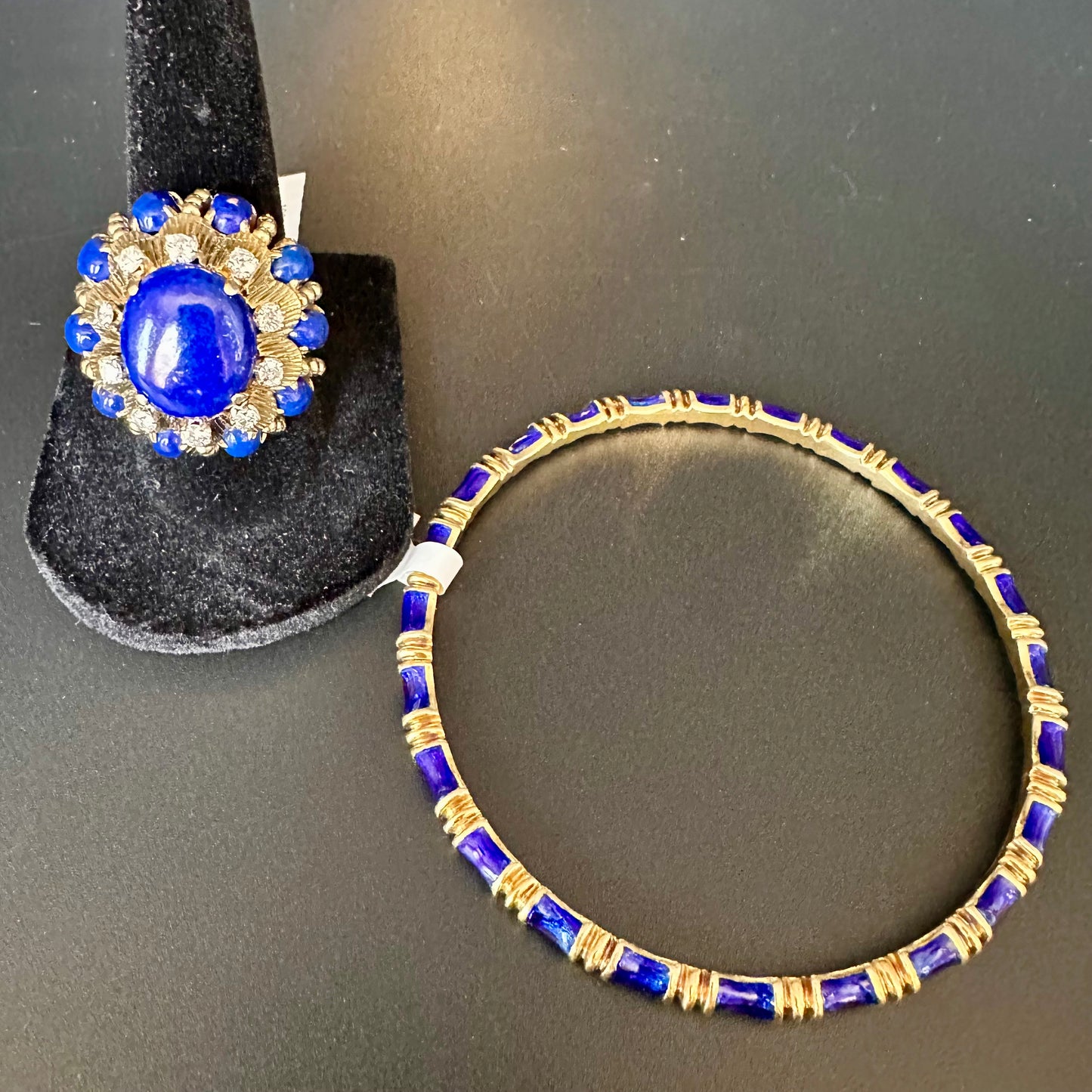 Tiffany & Co. 18k Blue Enamel & Yellow Gold Bangle, Hoop, Bracelet