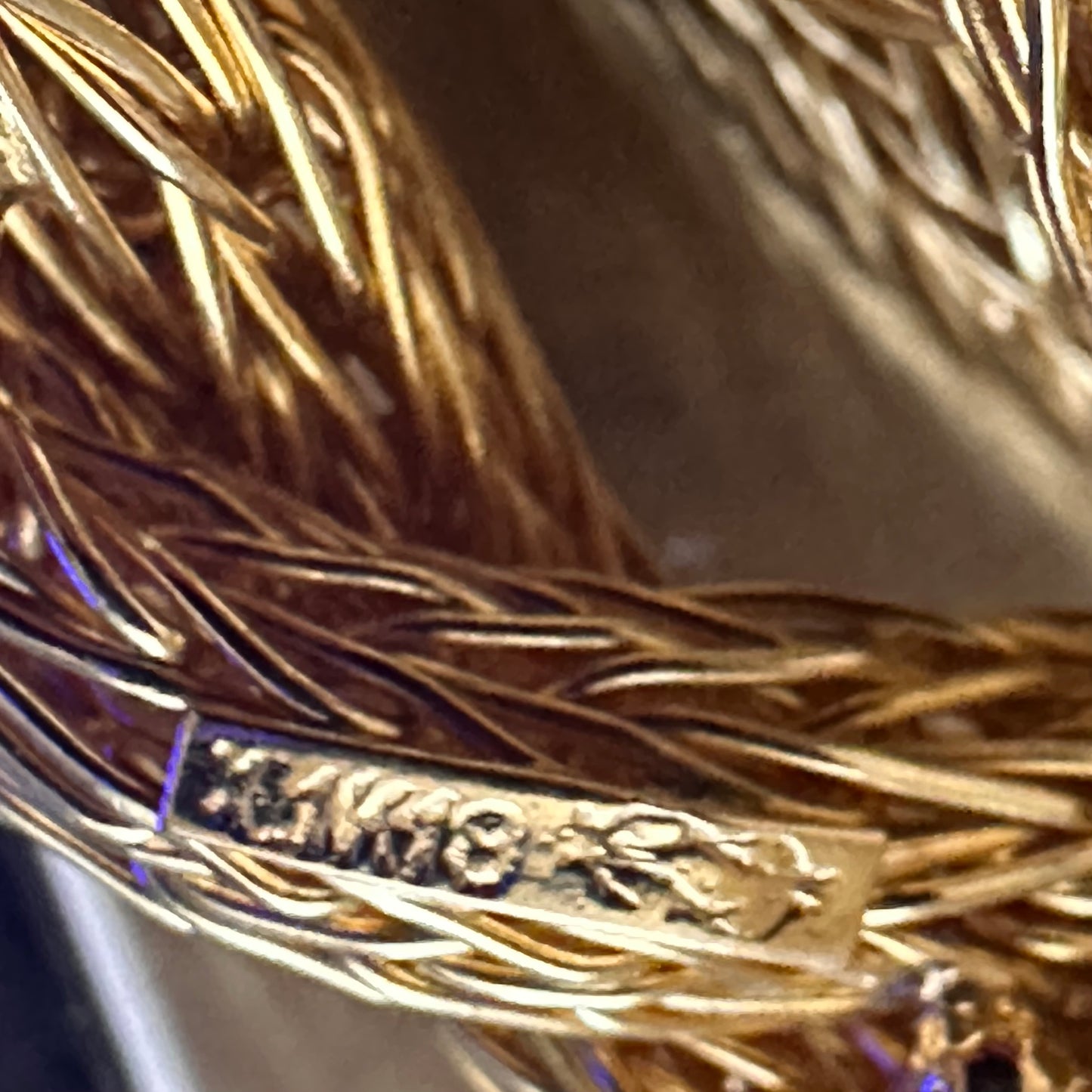 Solid 18k Yellow Gold Woven Necklace with Diamond Ram Heads